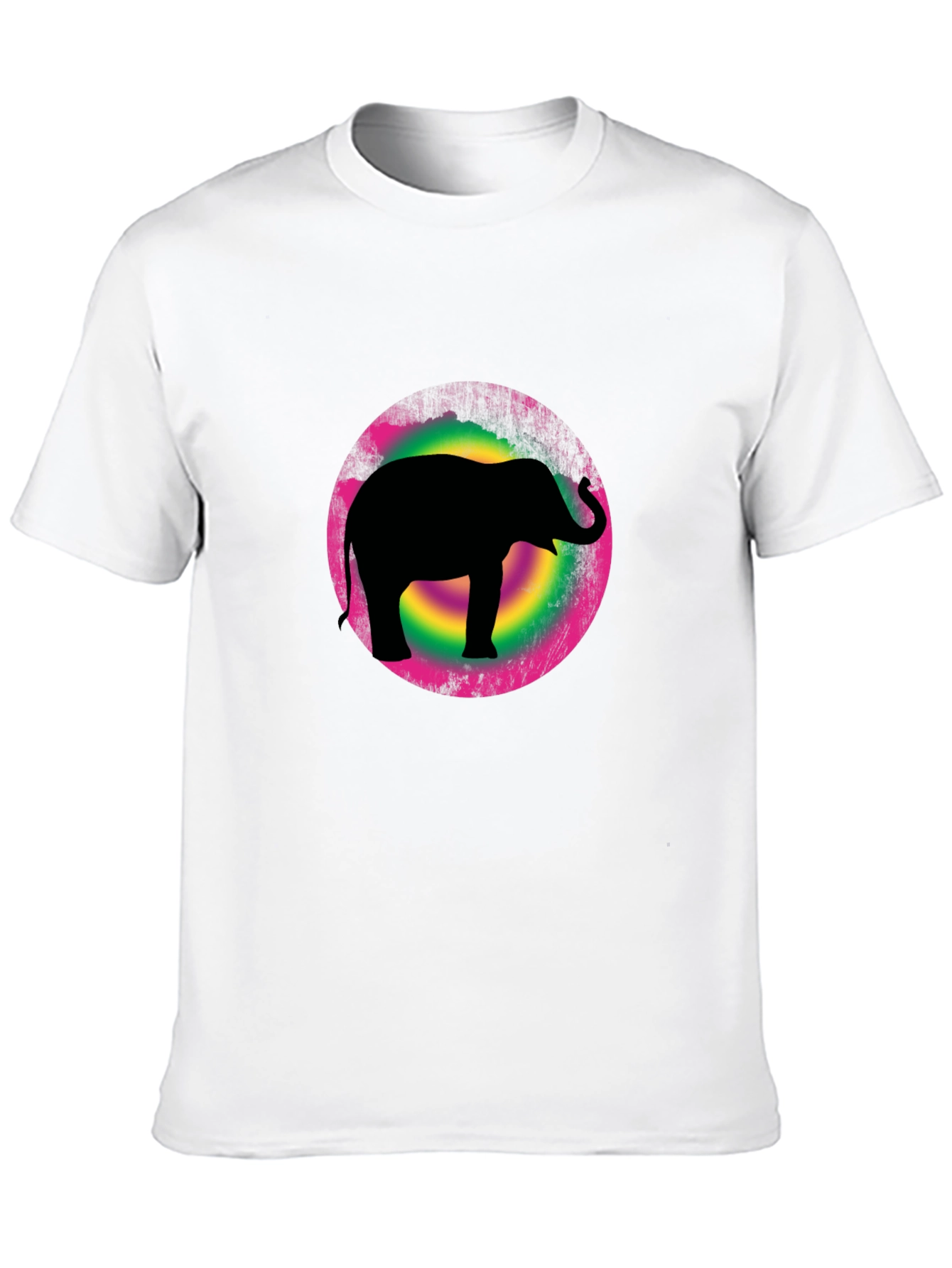 Elephant Silhouette Tee - Retro Circle Design