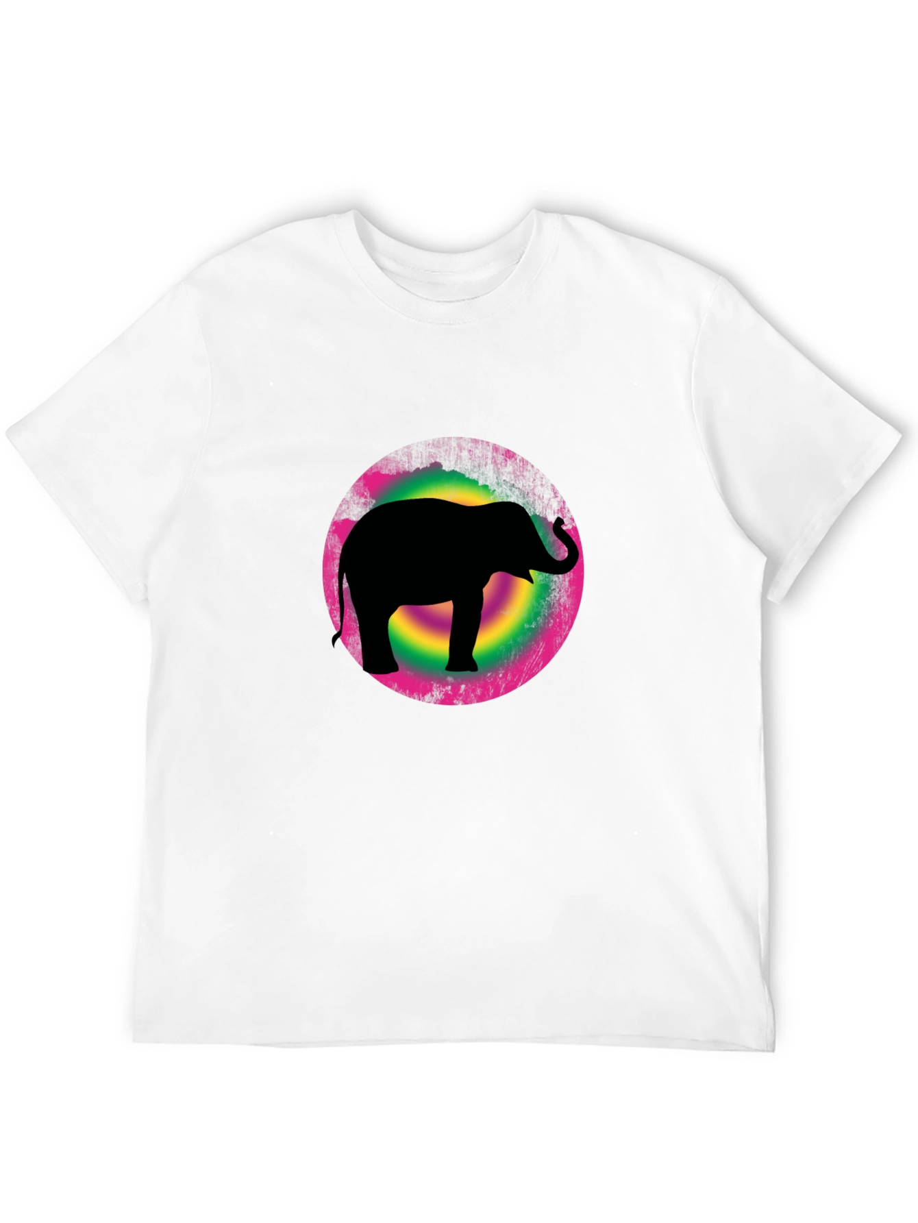 Elephant Silhouette Tee - Retro Circle Design