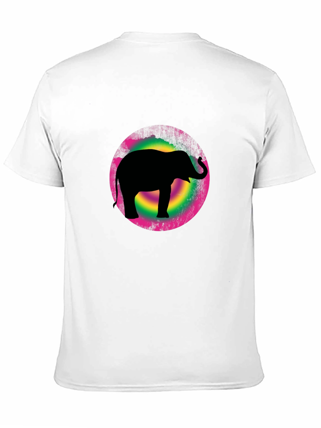 Elephant Silhouette Tee - Retro Circle Design