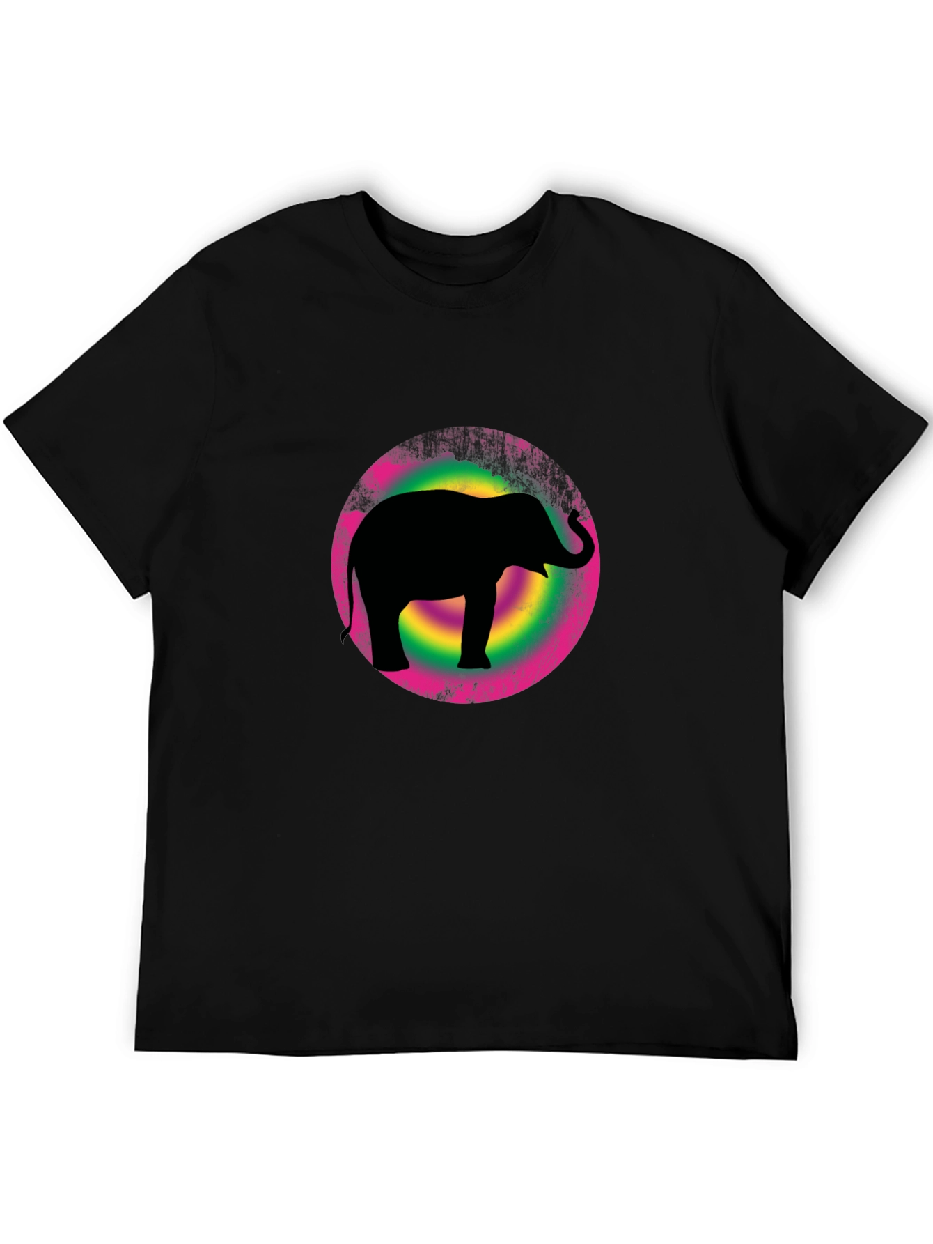 Elephant Silhouette Tee - Retro Circle Design