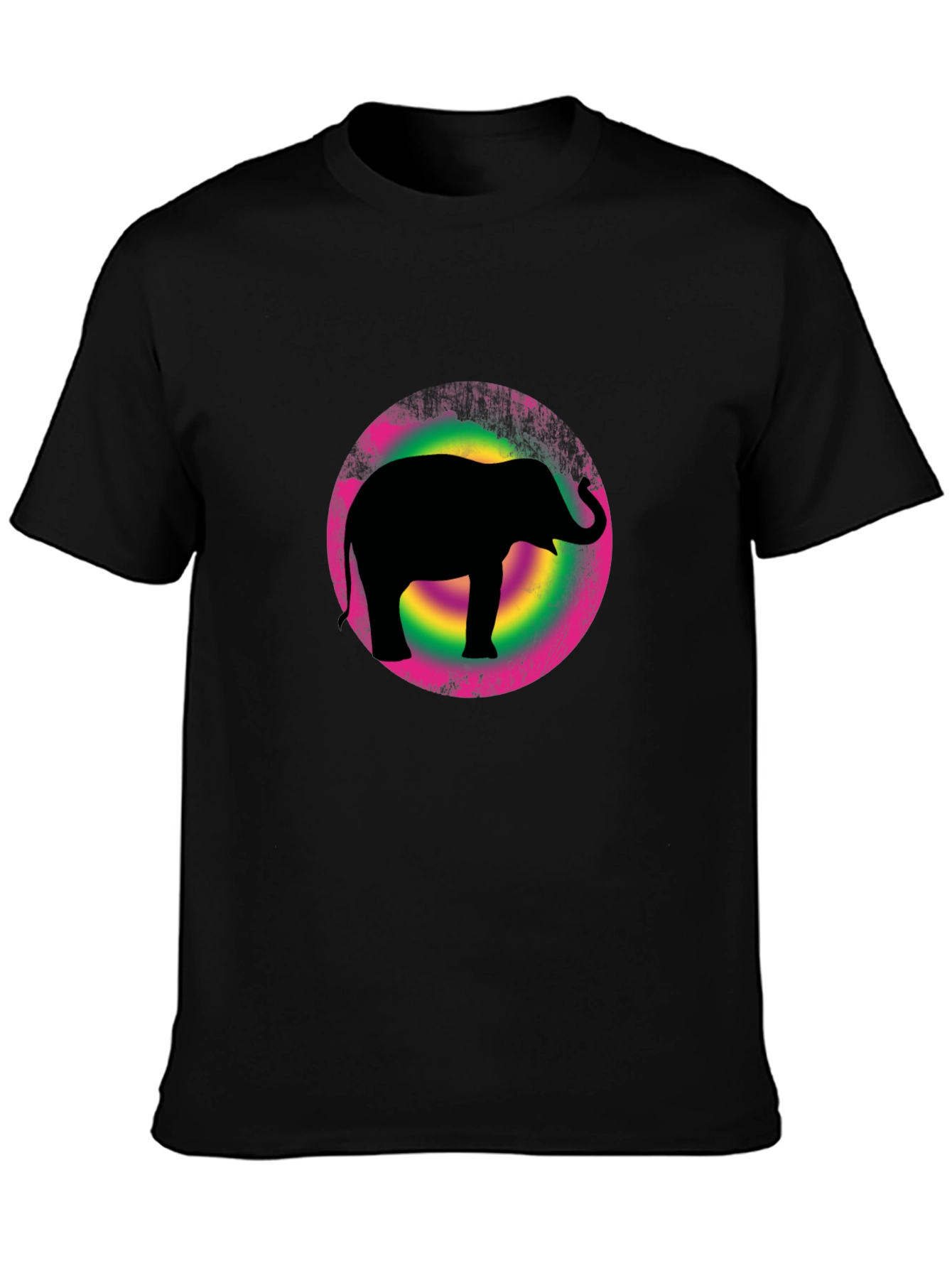 Elephant Silhouette Tee - Retro Circle Design