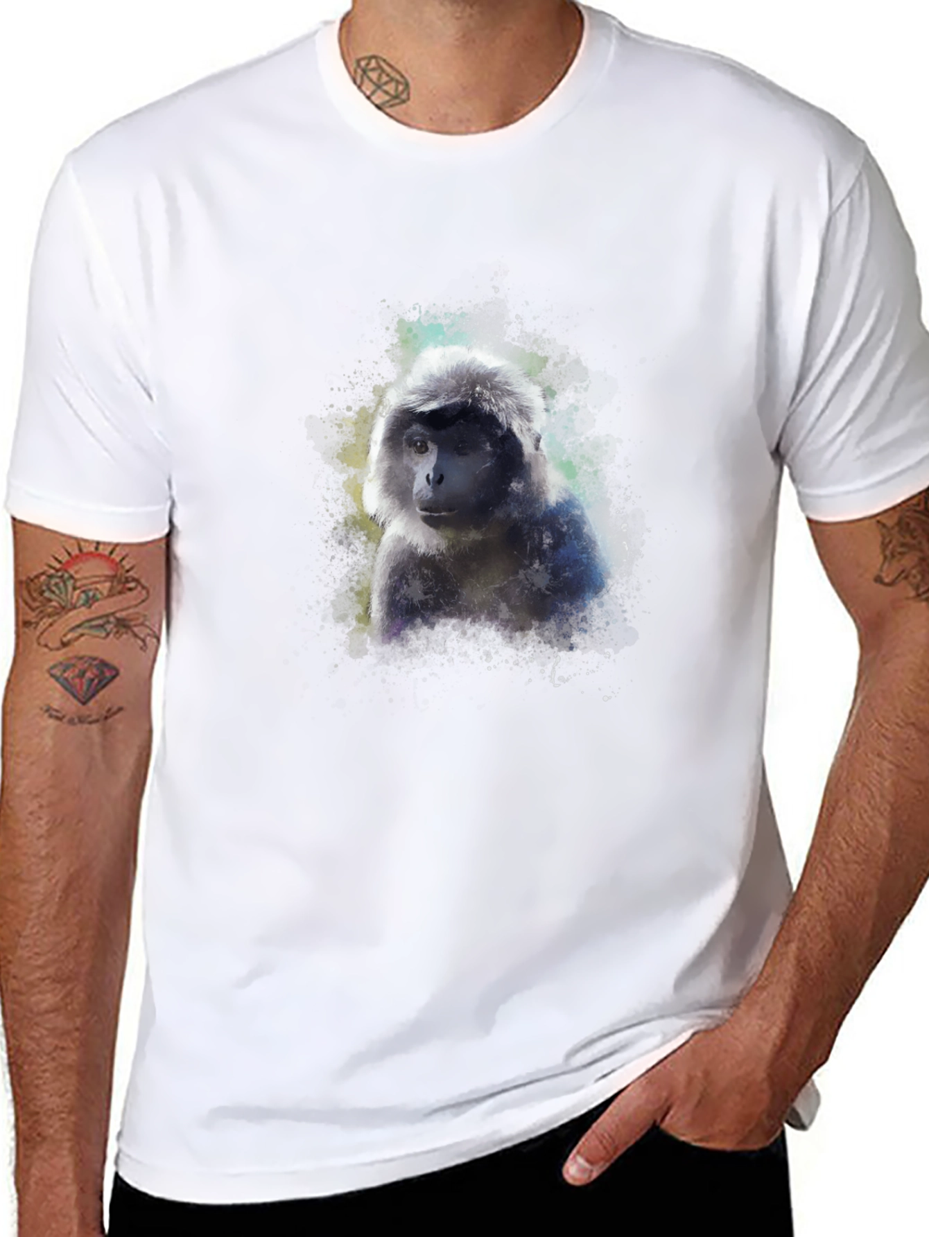 Monkey Graphic Black T-Shirt - Unique Artistic Design