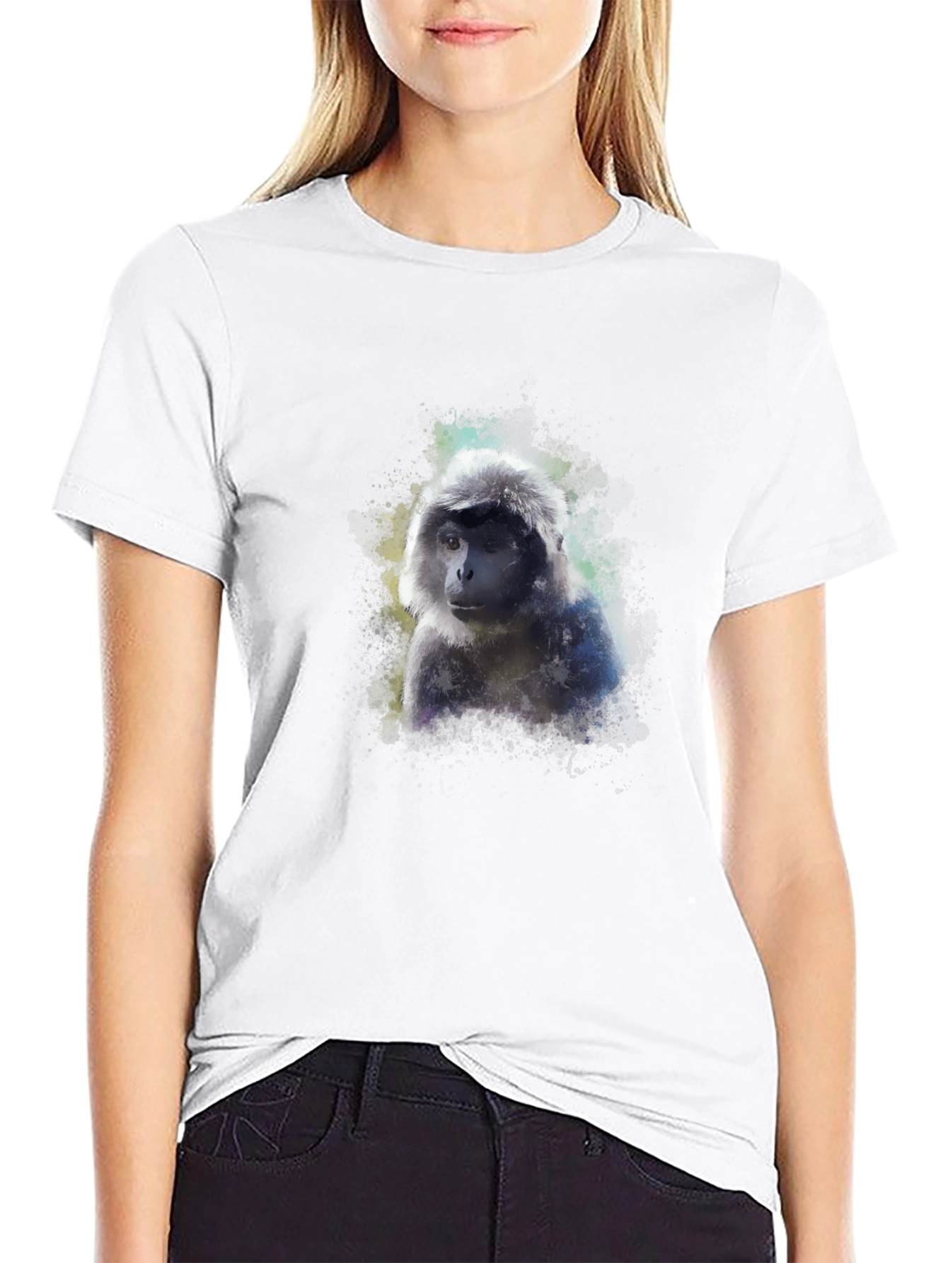 Monkey Graphic Black T-Shirt - Unique Artistic Design