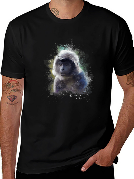 Monkey Graphic Black T-Shirt - Unique Artistic Design