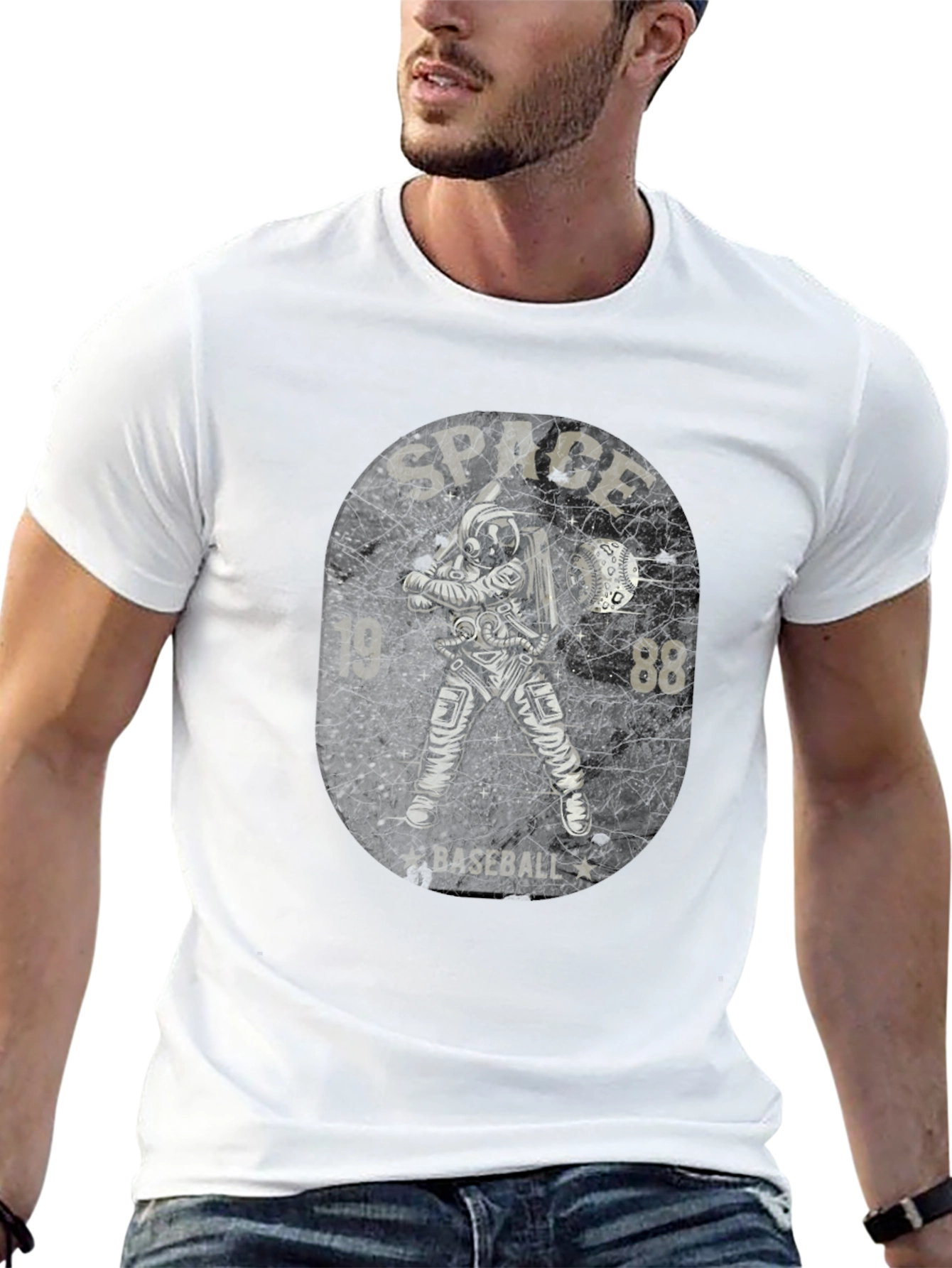 Space Baseball Black T-Shirt
