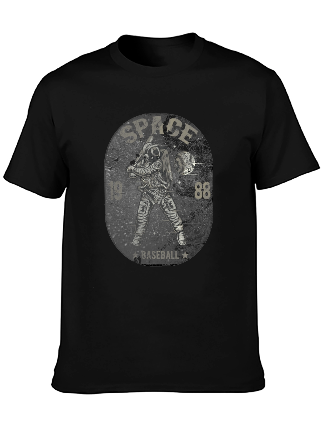 Space Baseball Black T-Shirt