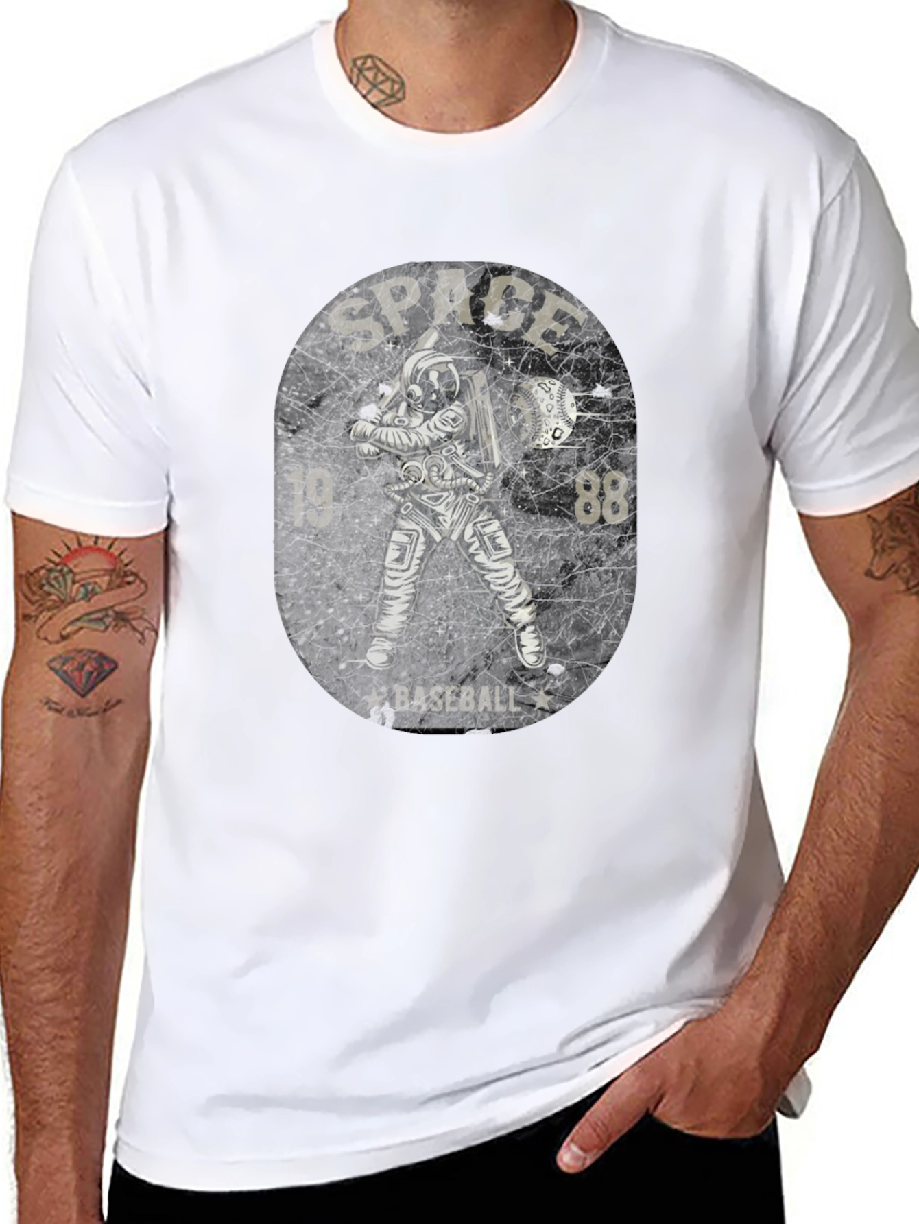 Space Baseball Black T-Shirt