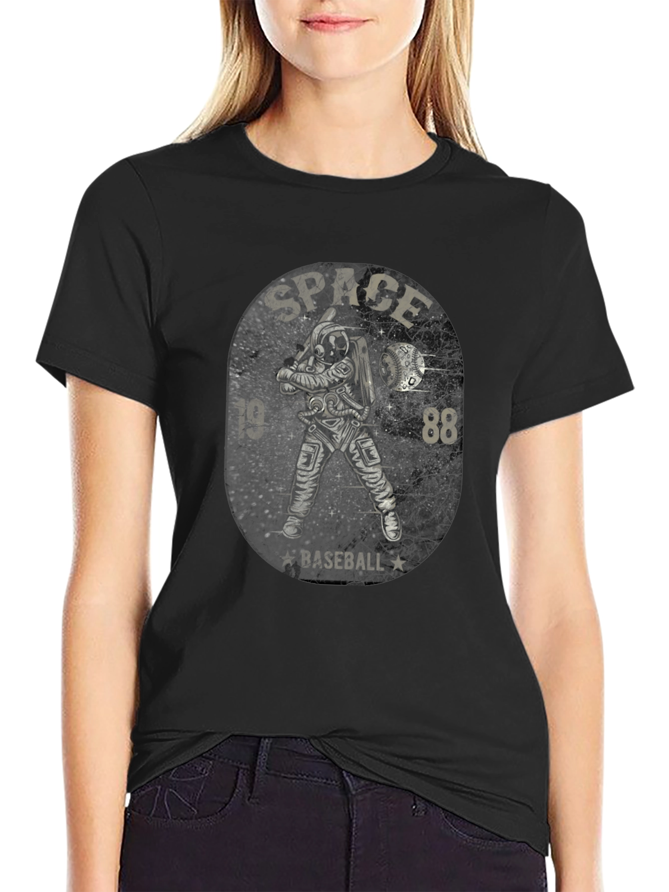 Space Baseball Black T-Shirt