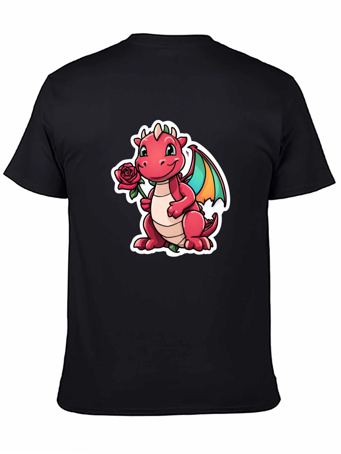 Cute Dragon Holding Rose Graphic Tee