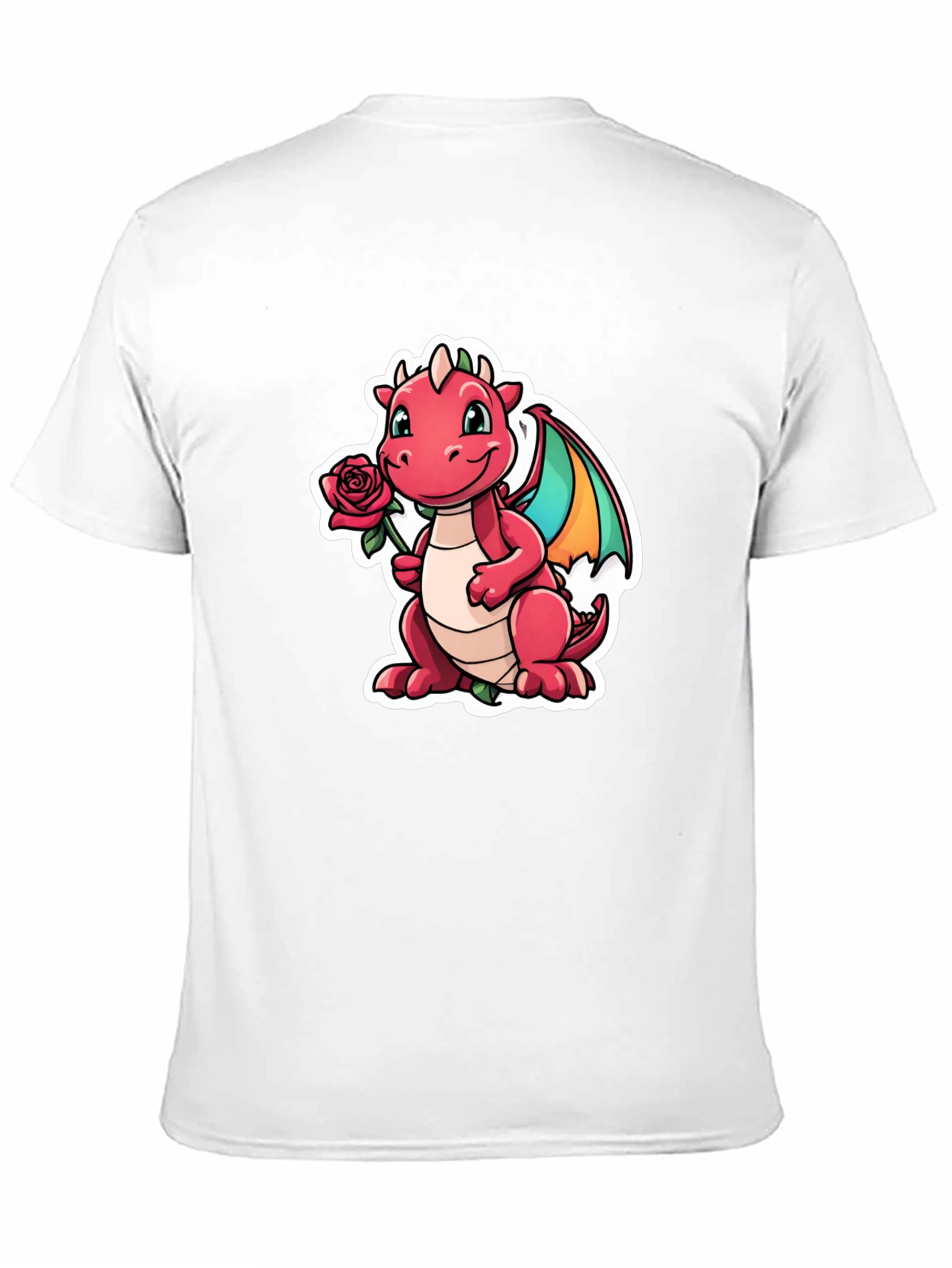 Cute Dragon Holding Rose Graphic Tee