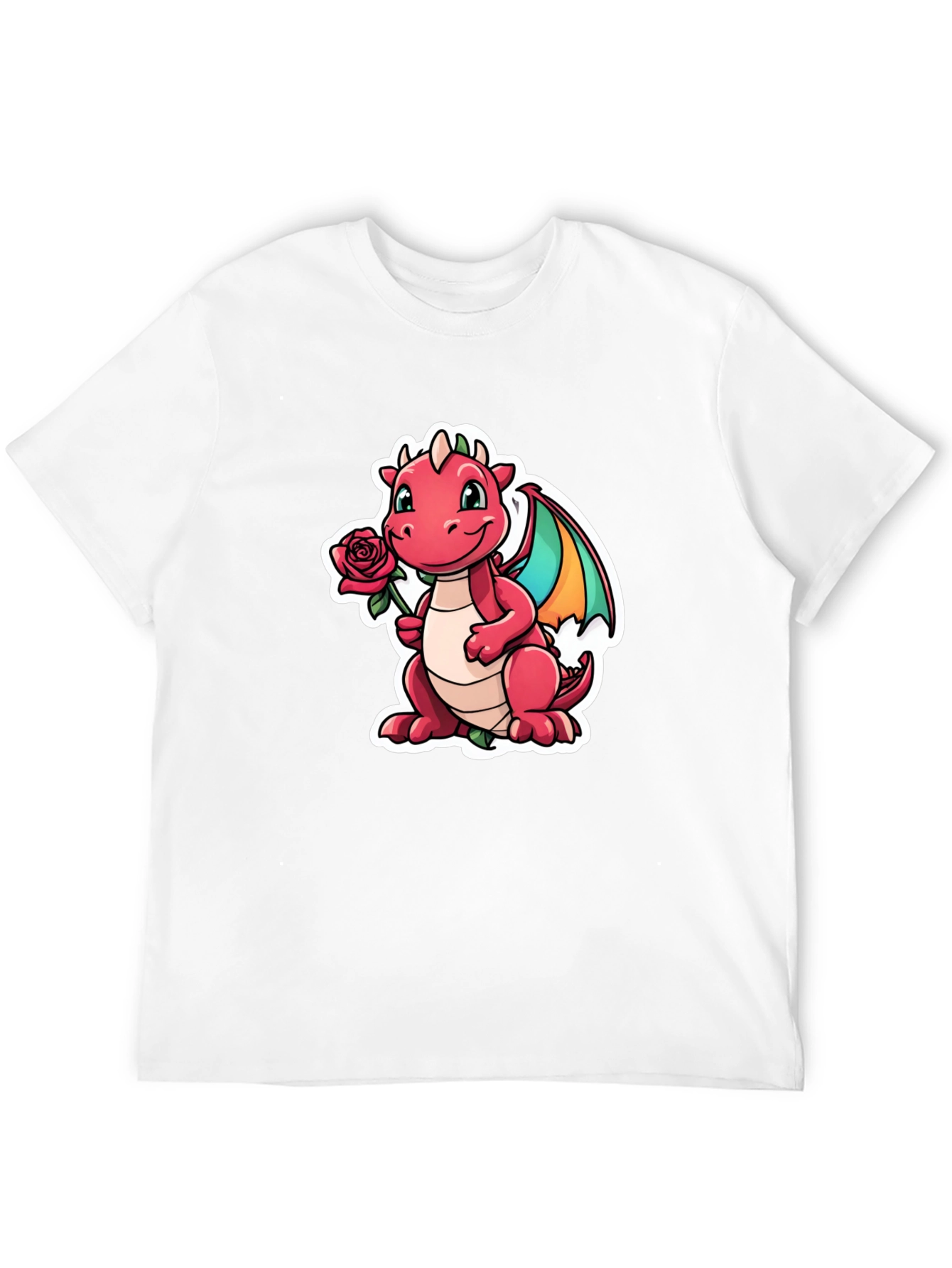 Cute Dragon Holding Rose Graphic Tee