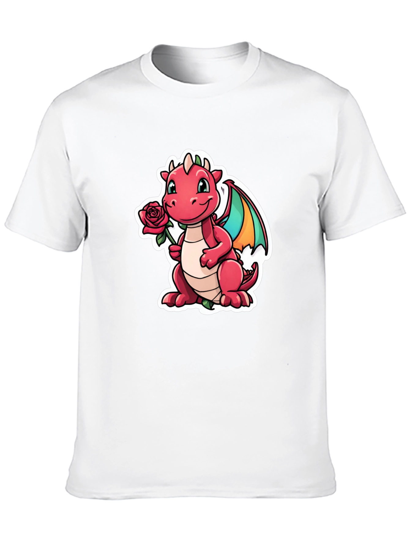 Cute Dragon Holding Rose Graphic Tee