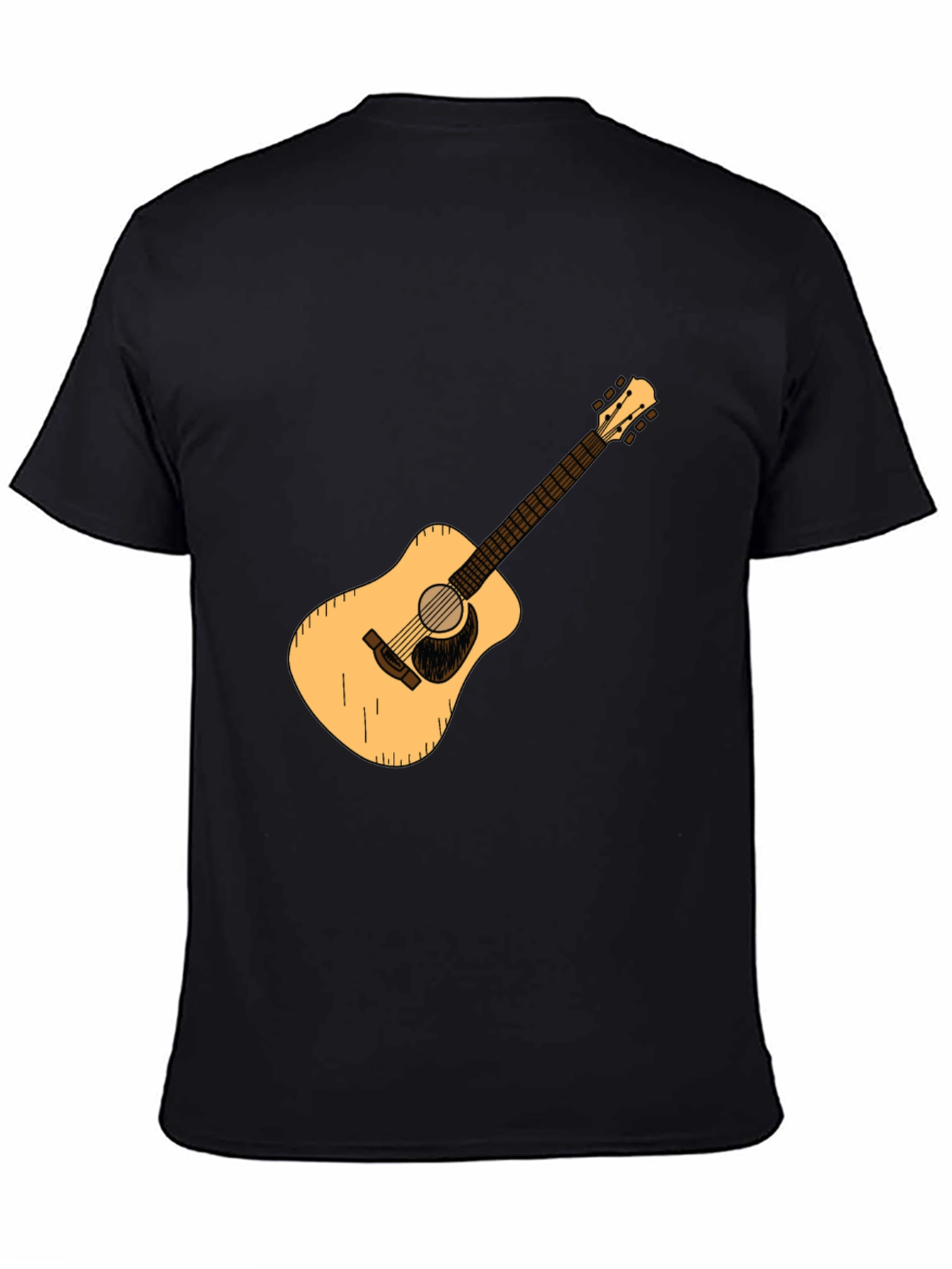 Guitar Graphic Tee - Black Cotton Casual T-Shirt