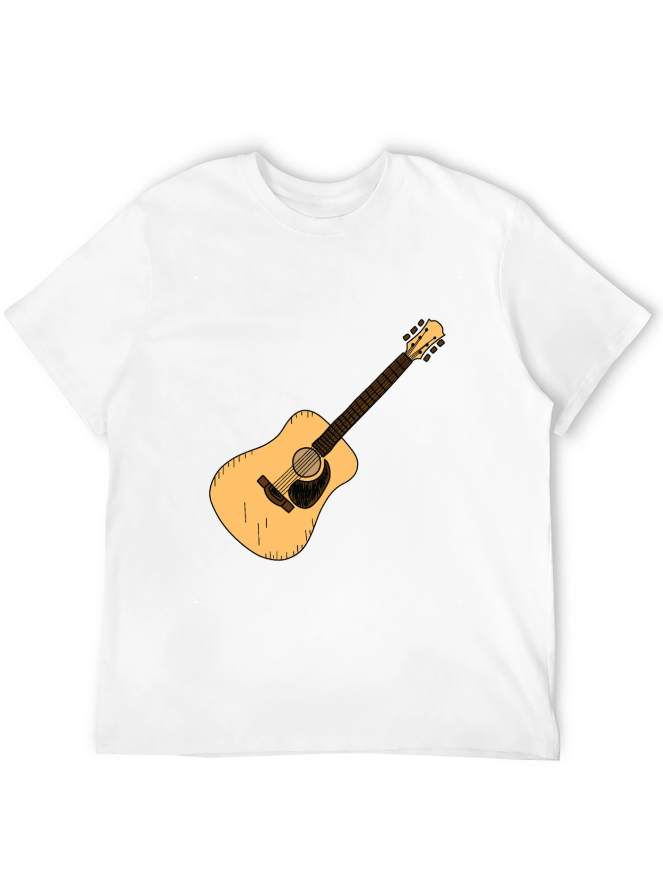 Guitar Graphic Tee - Black Cotton Casual T-Shirt