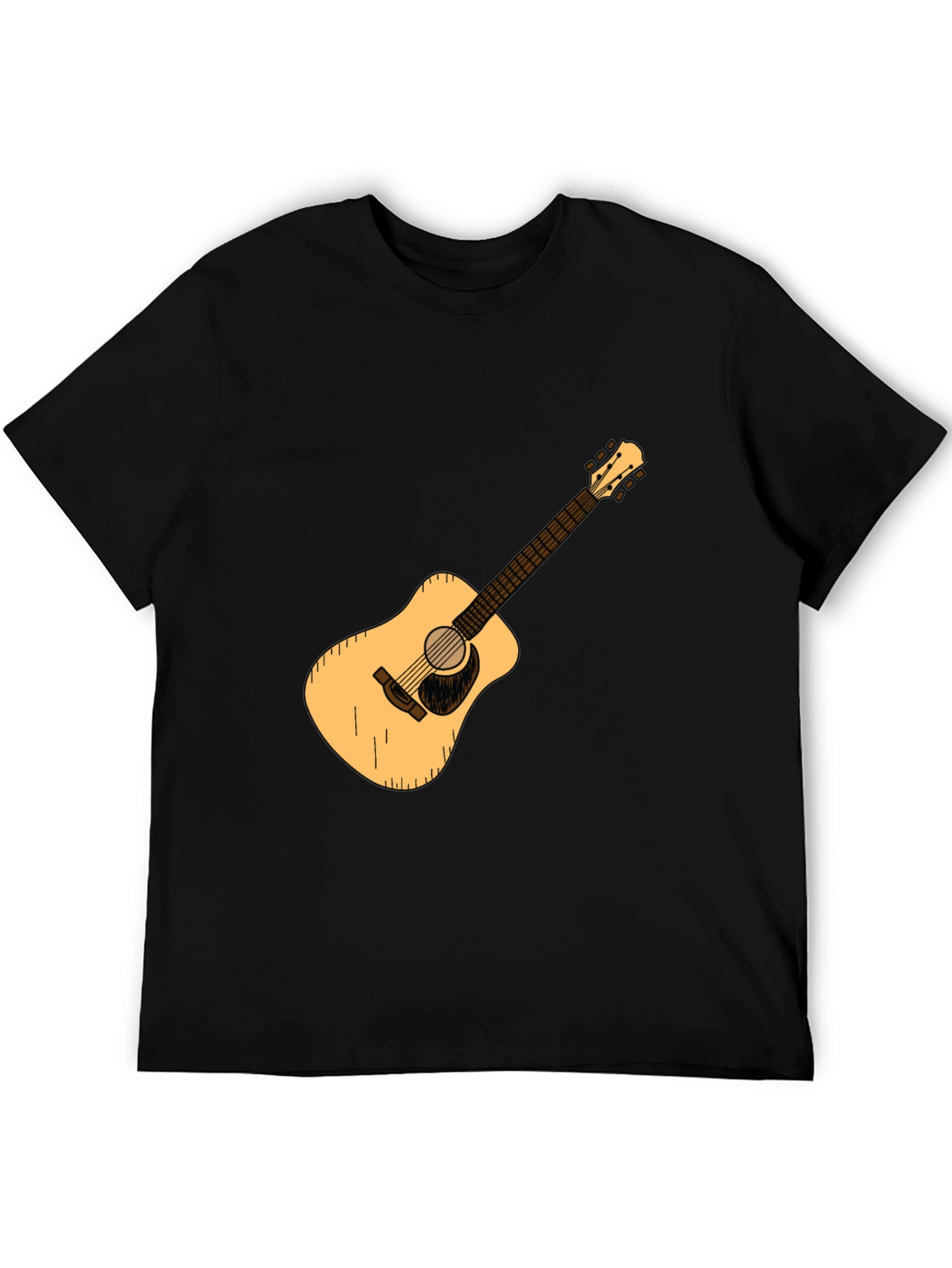 Guitar Graphic Tee - Black Cotton Casual T-Shirt