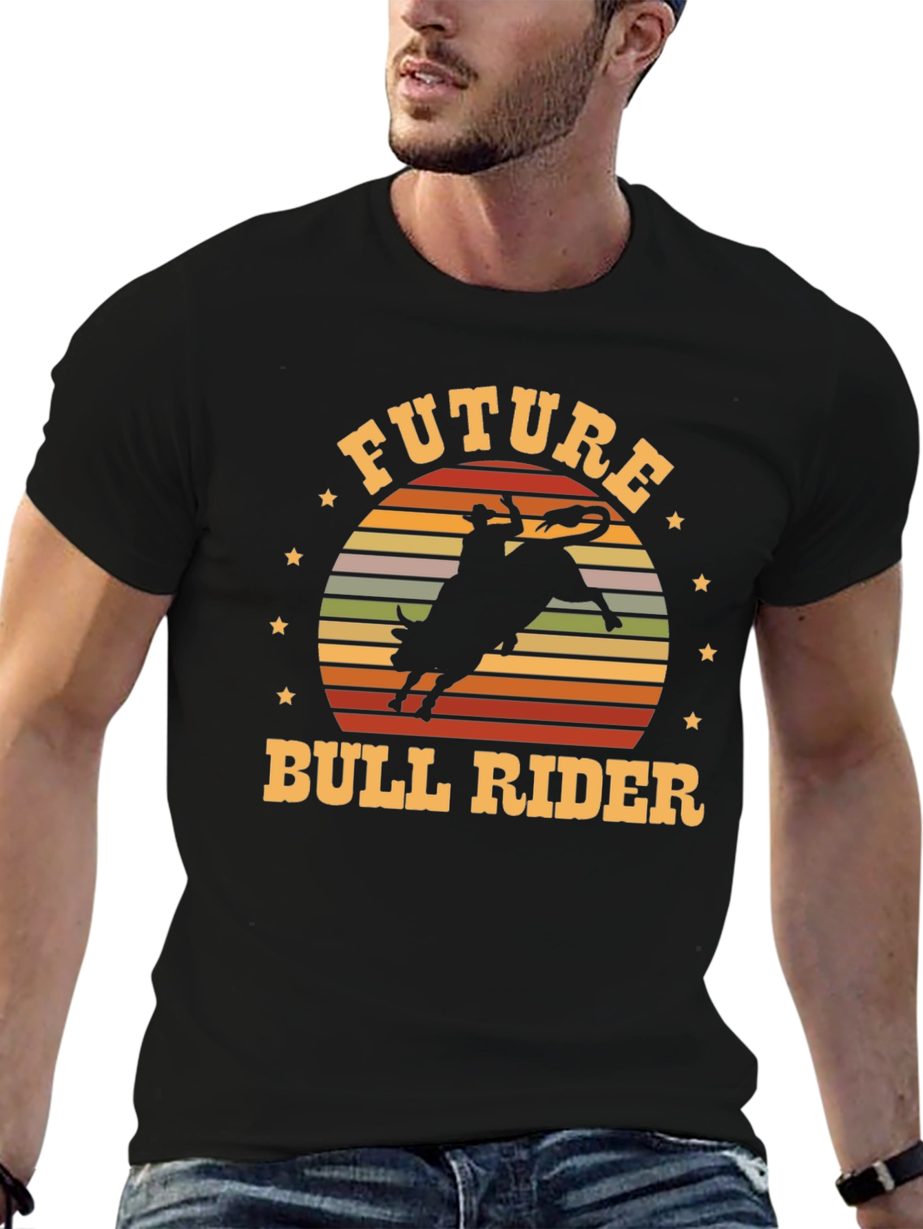 Future Bull Rider Black Graphic T-Shirt