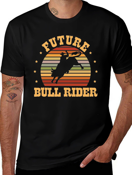 Future Bull Rider Black Graphic T-Shirt