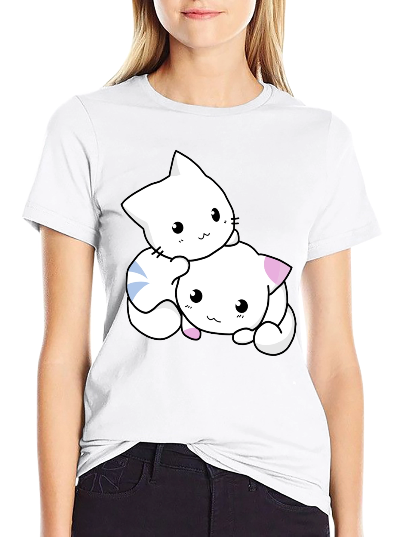 Cute Kitten Graphic Black T-Shirt