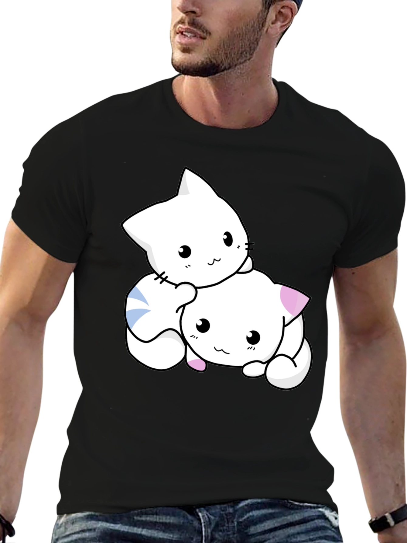Cute Kitten Graphic Black T-Shirt