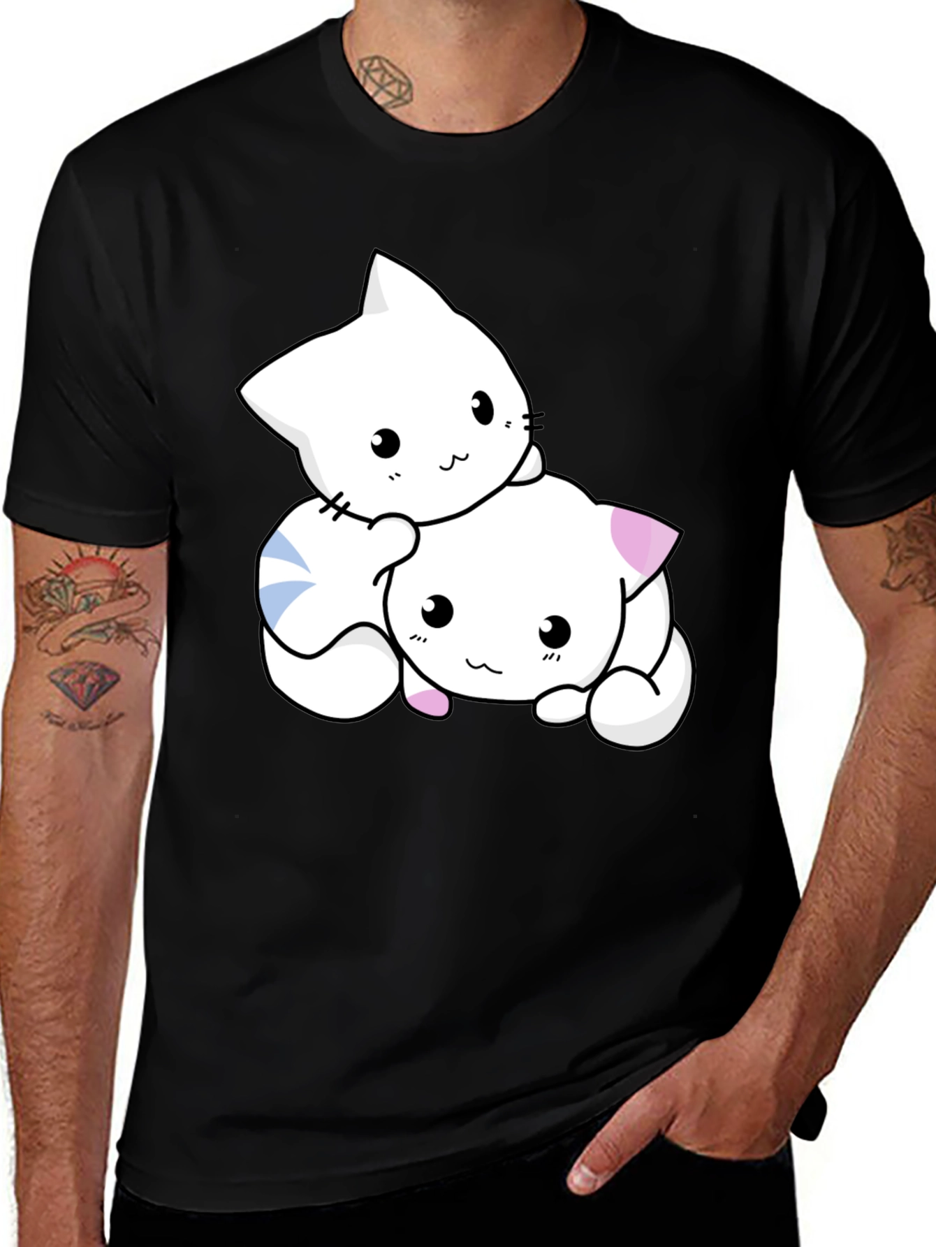 Cute Kitten Graphic Black T-Shirt