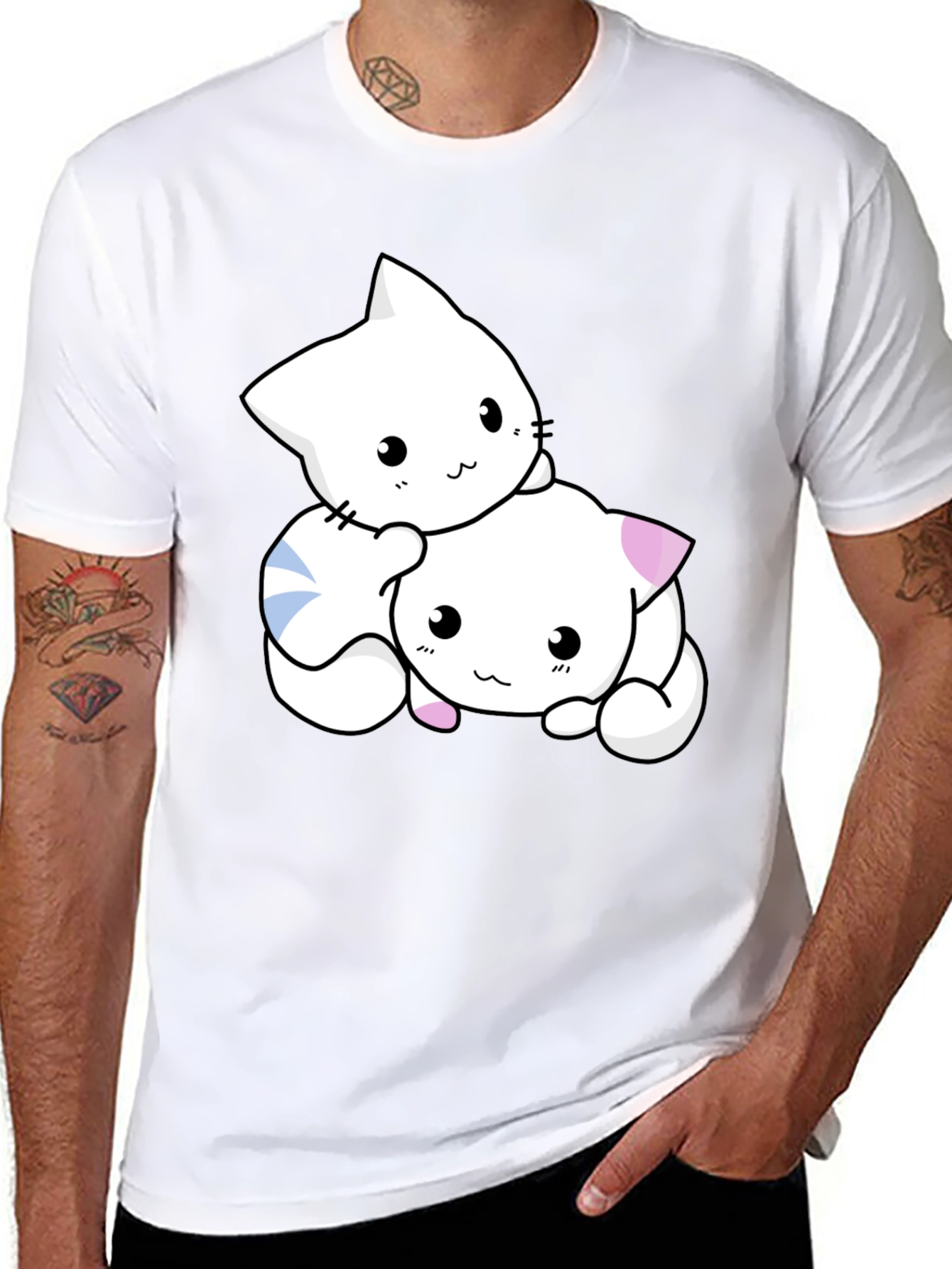 Cute Kitten Graphic Black T-Shirt