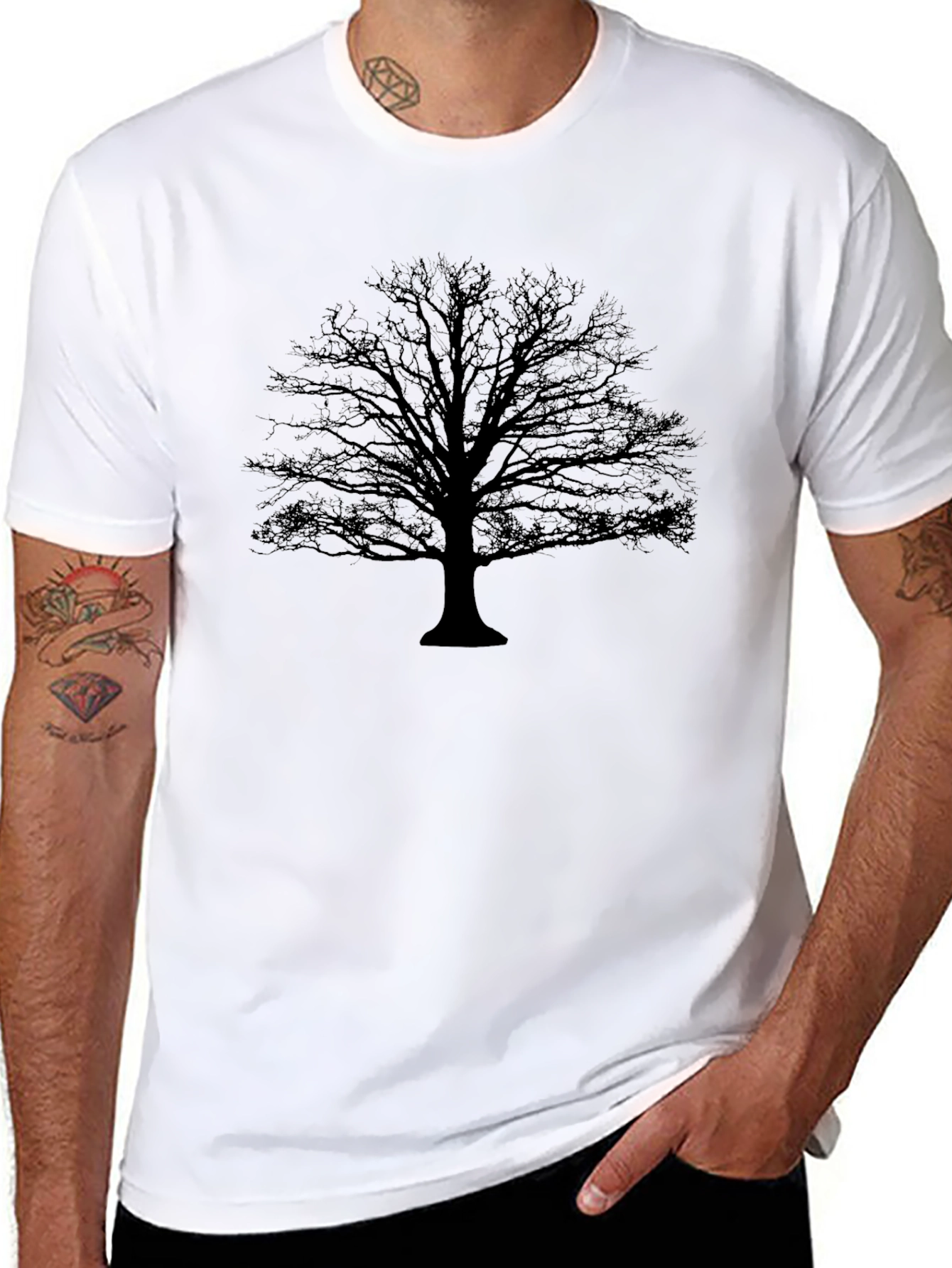 Mens Black Tree Graphic T-Shirt