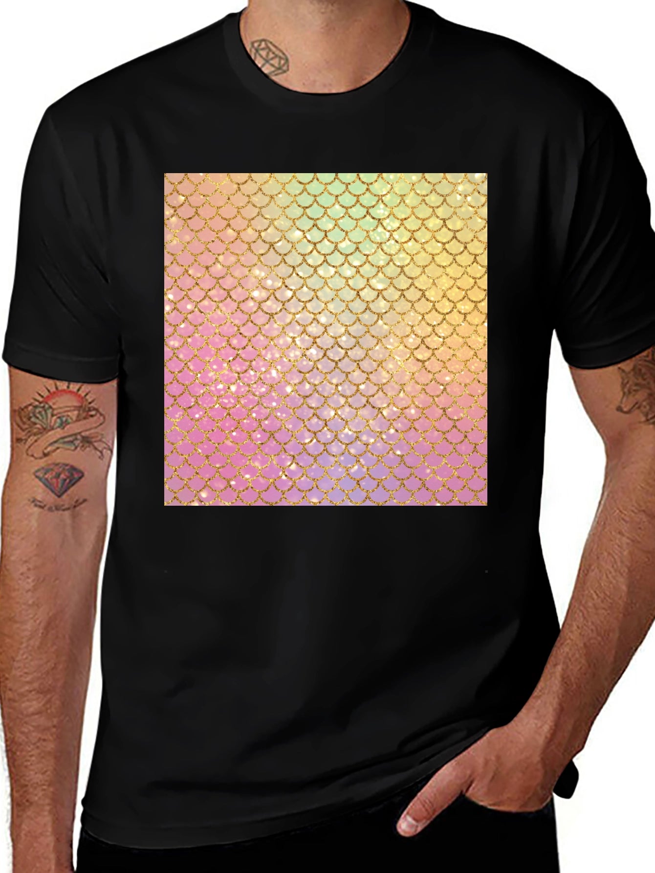 Mermaid Scales Graphic Tee - Trendy T-Shirt