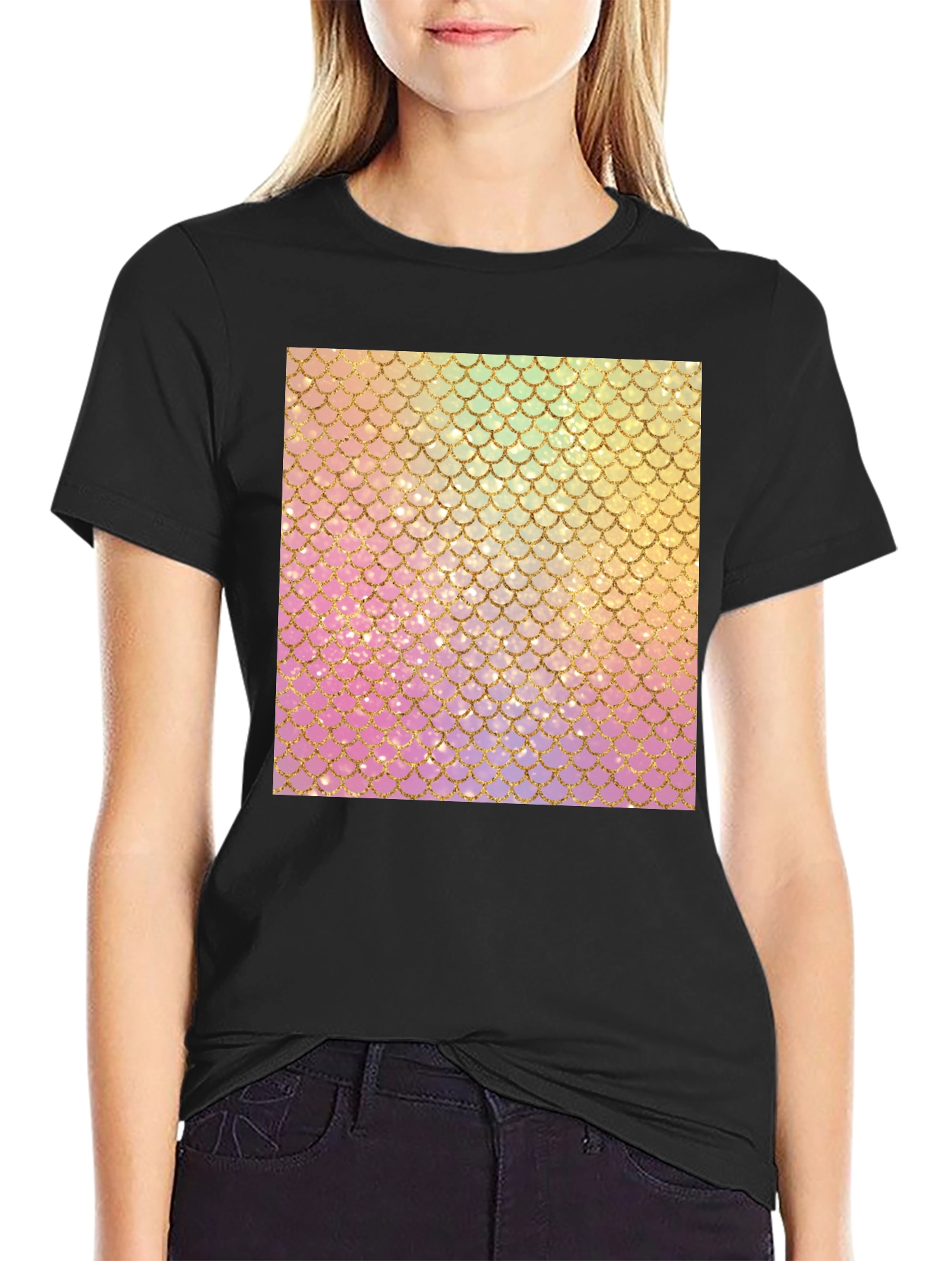 Mermaid Scales Graphic Tee - Trendy T-Shirt