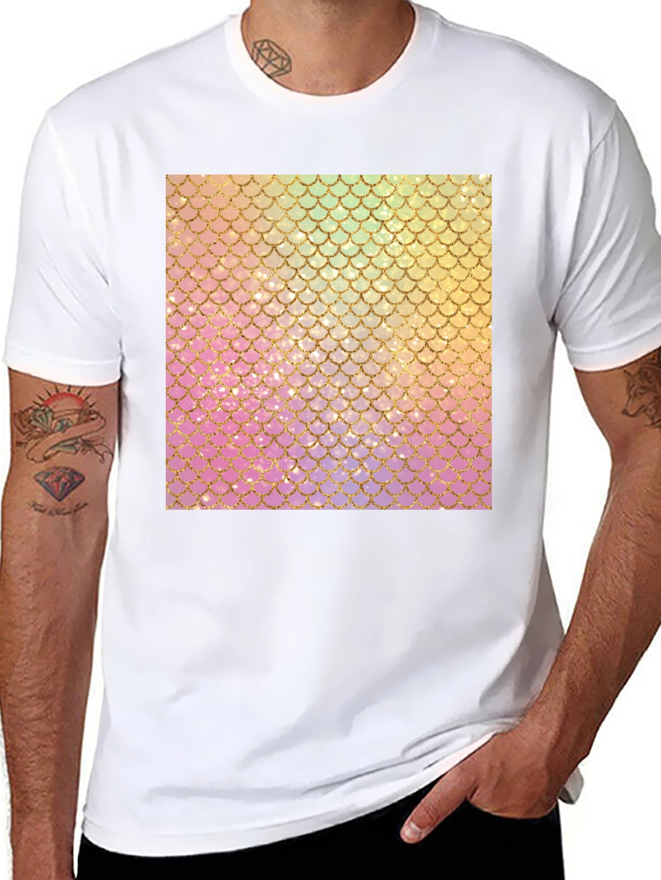 Mermaid Scales Graphic Tee - Trendy T-Shirt