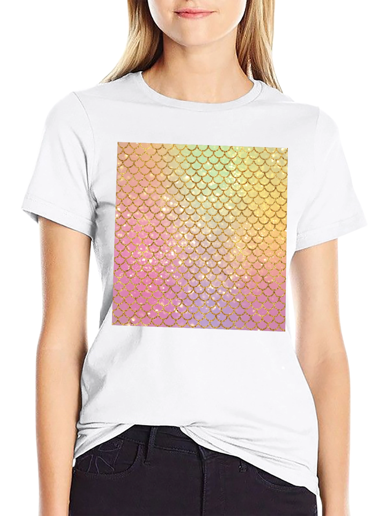 Mermaid Scales Graphic Tee - Trendy T-Shirt