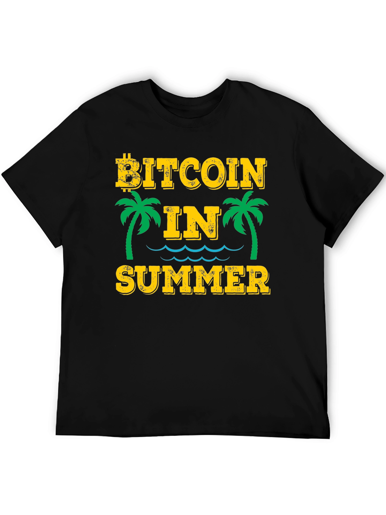Bitcoin in Summer Black Graphic T-Shirt