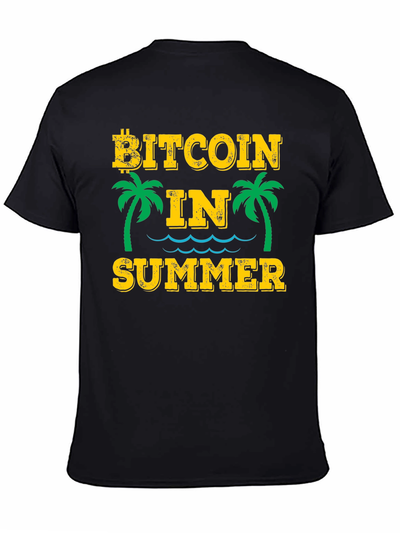 Bitcoin in Summer Black Graphic T-Shirt