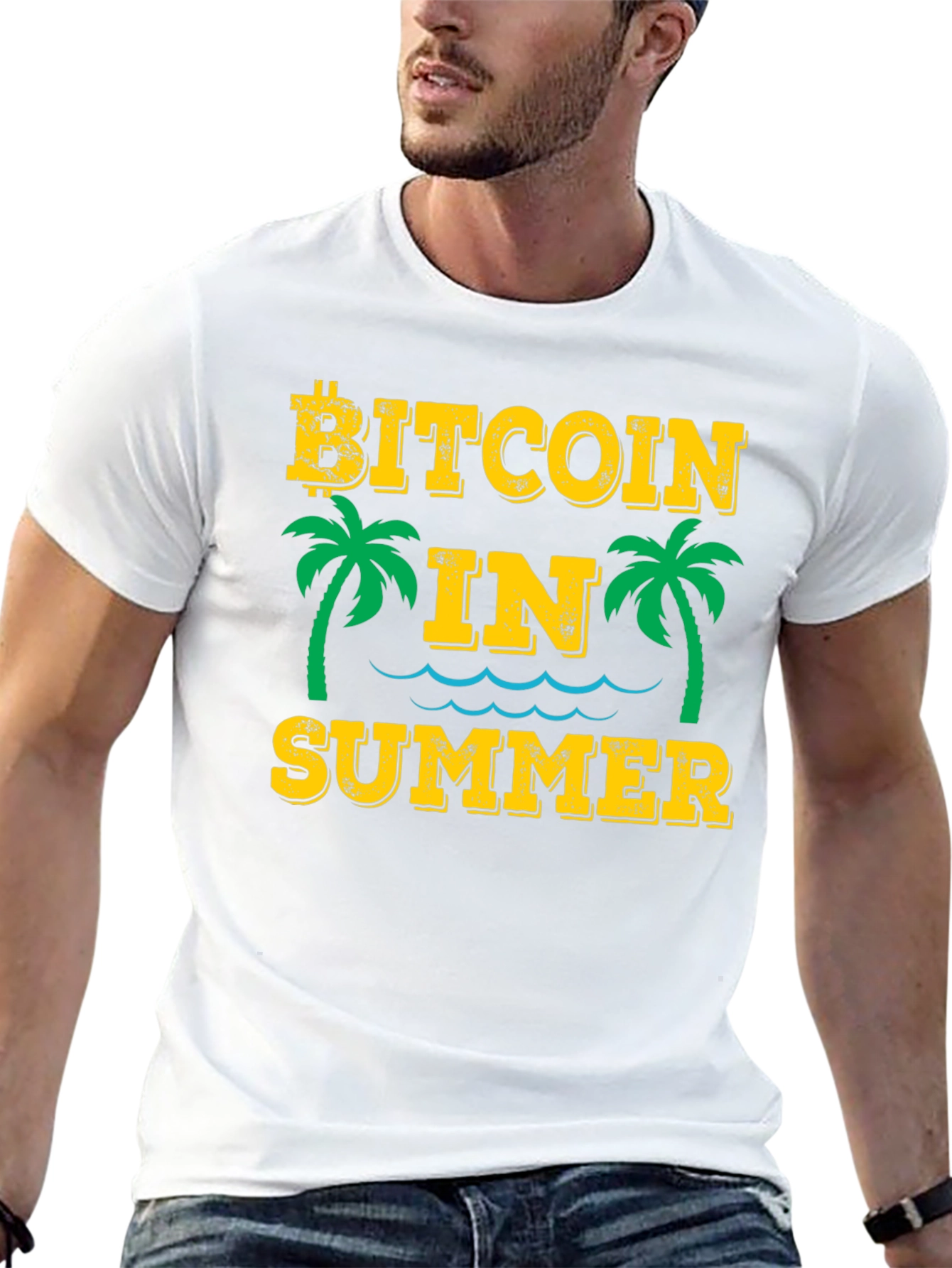 Bitcoin in Summer Black Graphic T-Shirt