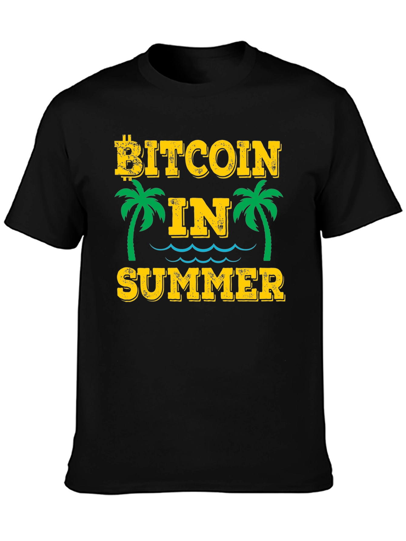 Bitcoin in Summer Black Graphic T-Shirt