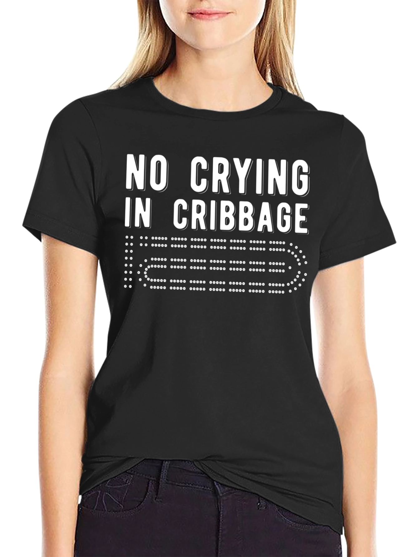 No Crying in Cribbage Black T-Shirt