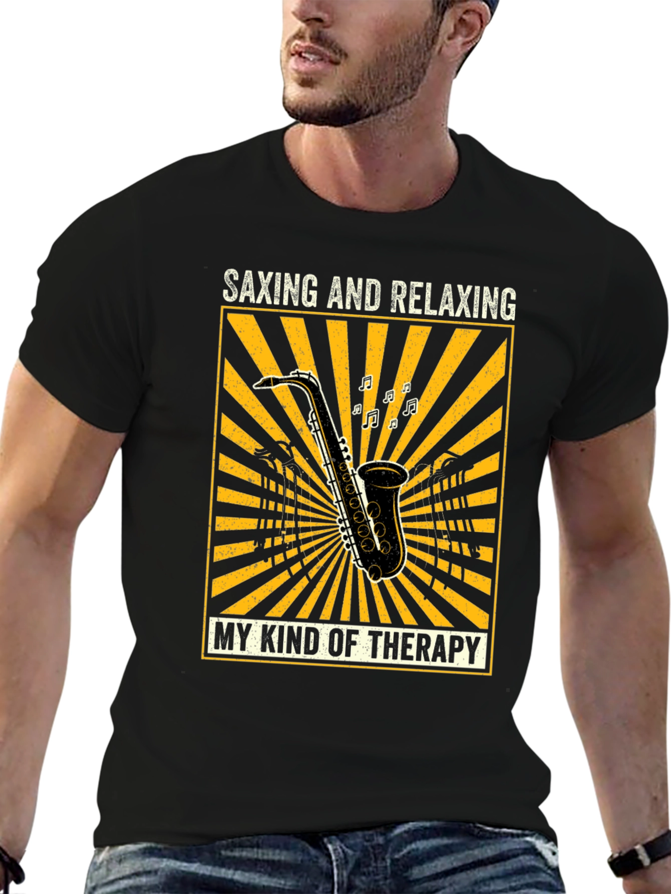 Saxing and Relaxing T-Shirt - Music Lovers Therapy Tee