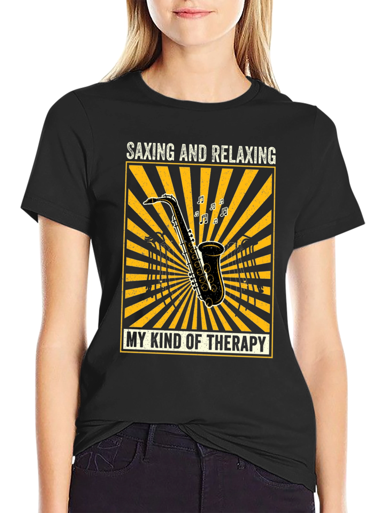 Saxing and Relaxing T-Shirt - Music Lovers Therapy Tee
