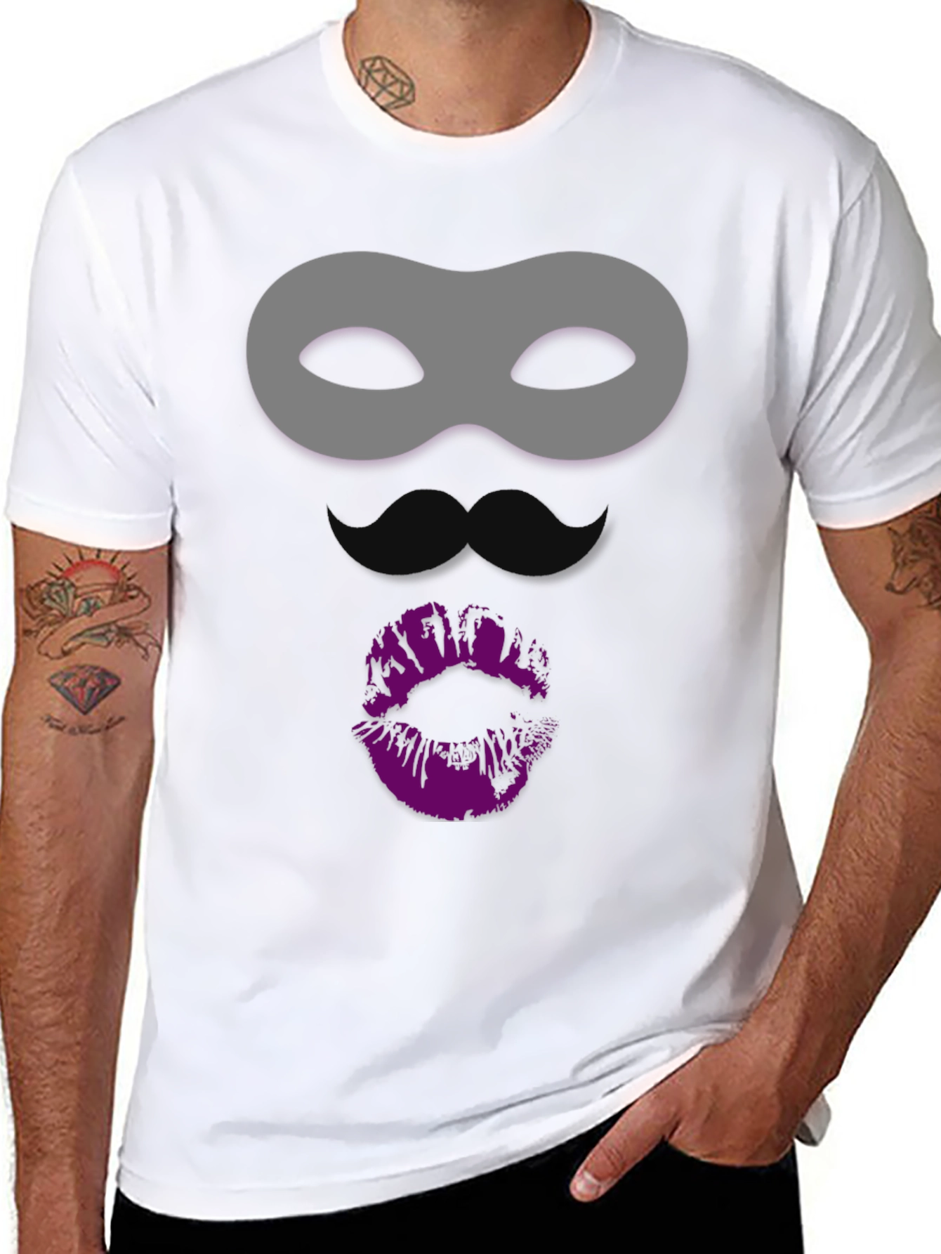Masked Kiss Graphic Tee - Fun Novelty T-Shirt