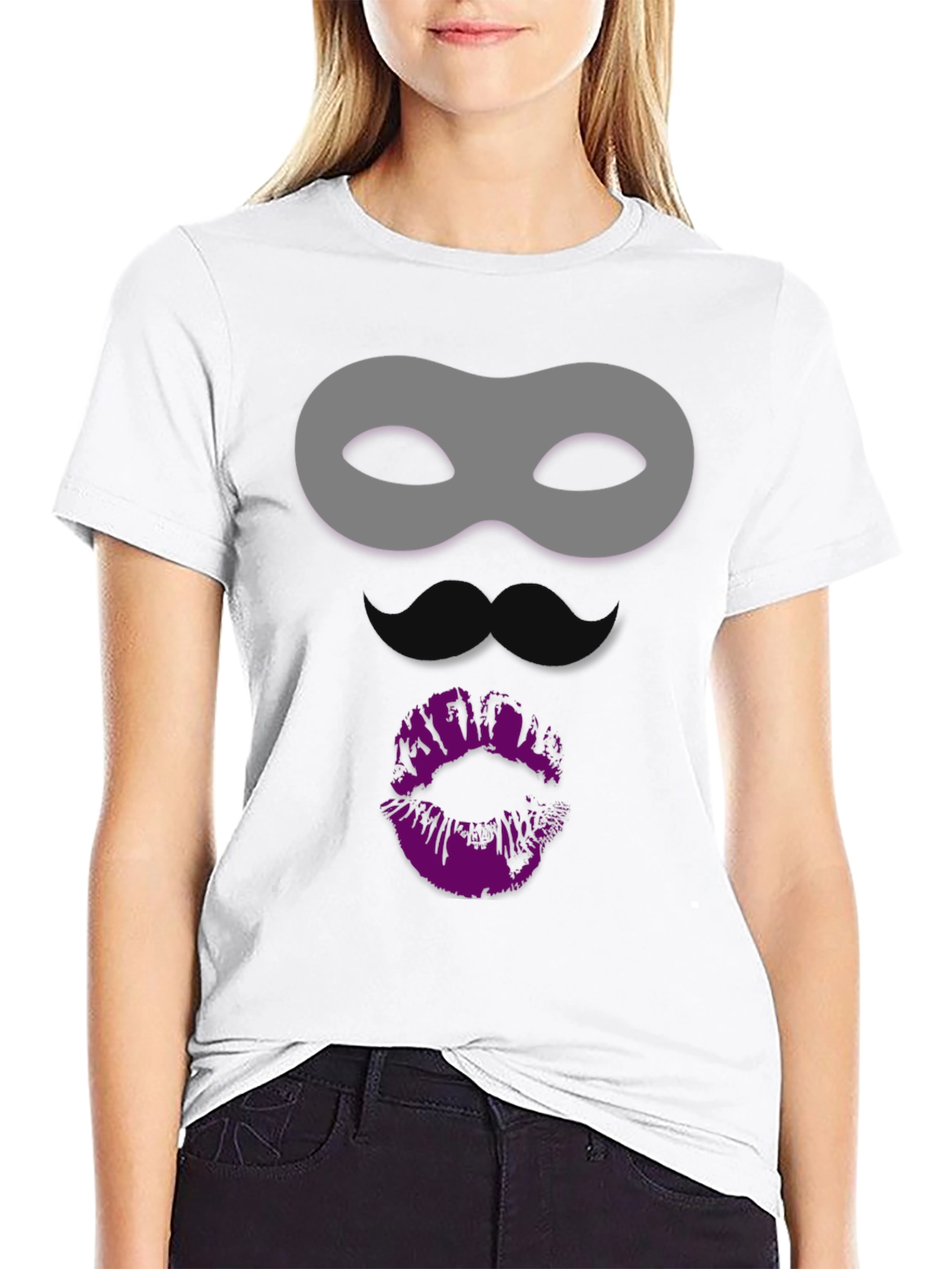Masked Kiss Graphic Tee - Fun Novelty T-Shirt