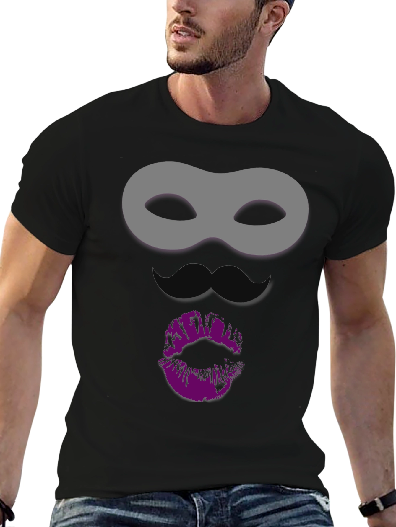 Masked Kiss Graphic Tee - Fun Novelty T-Shirt