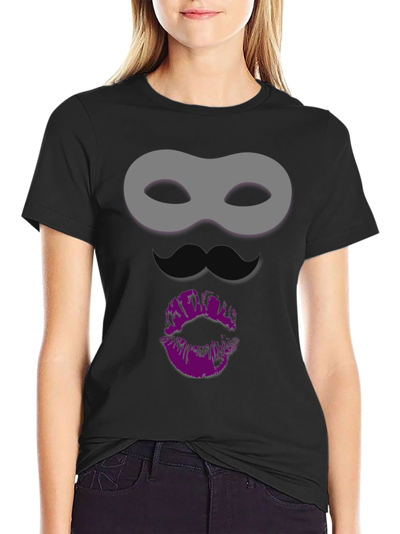 Masked Kiss Graphic Tee - Fun Novelty T-Shirt