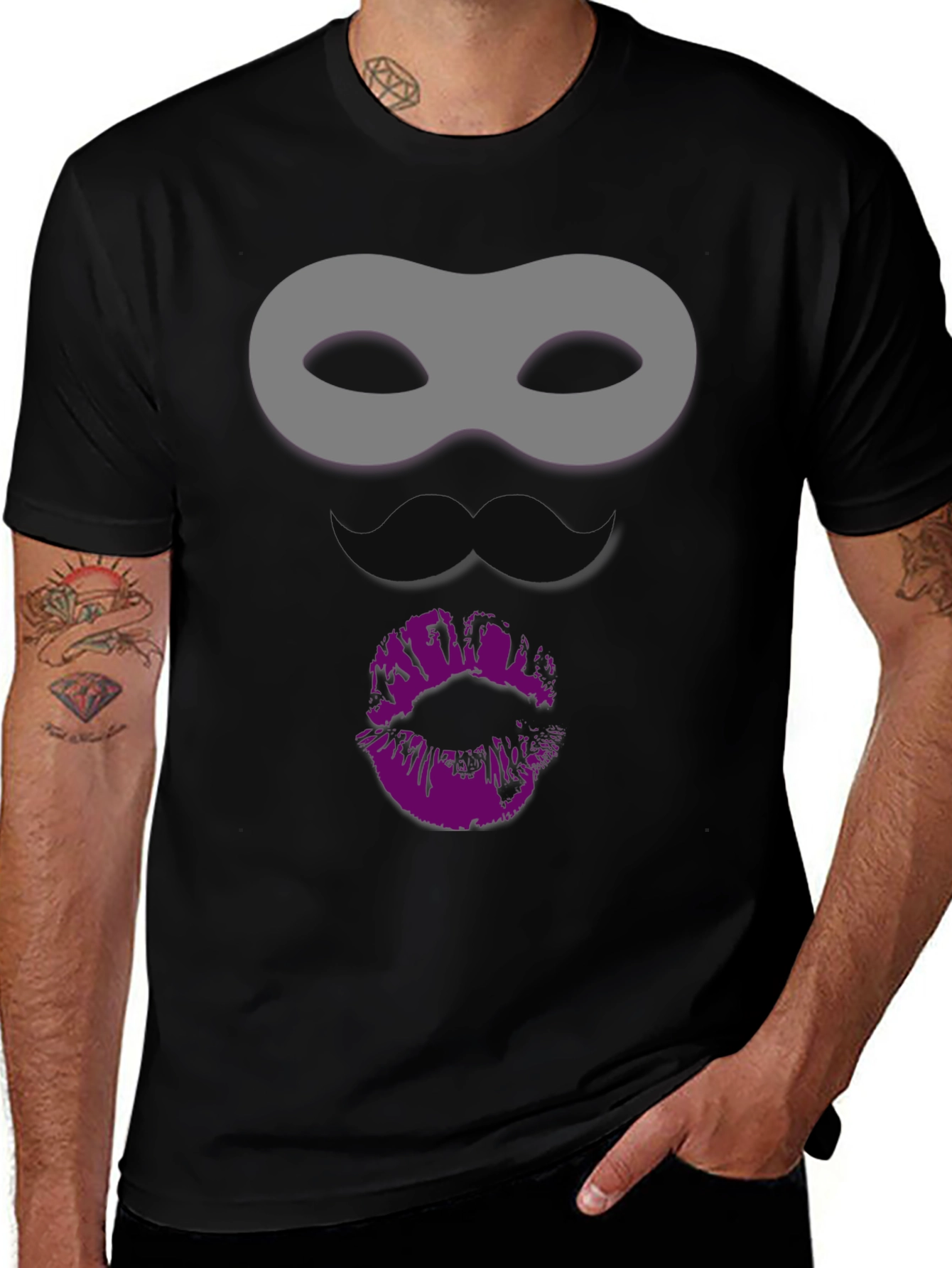Masked Kiss Graphic Tee - Fun Novelty T-Shirt