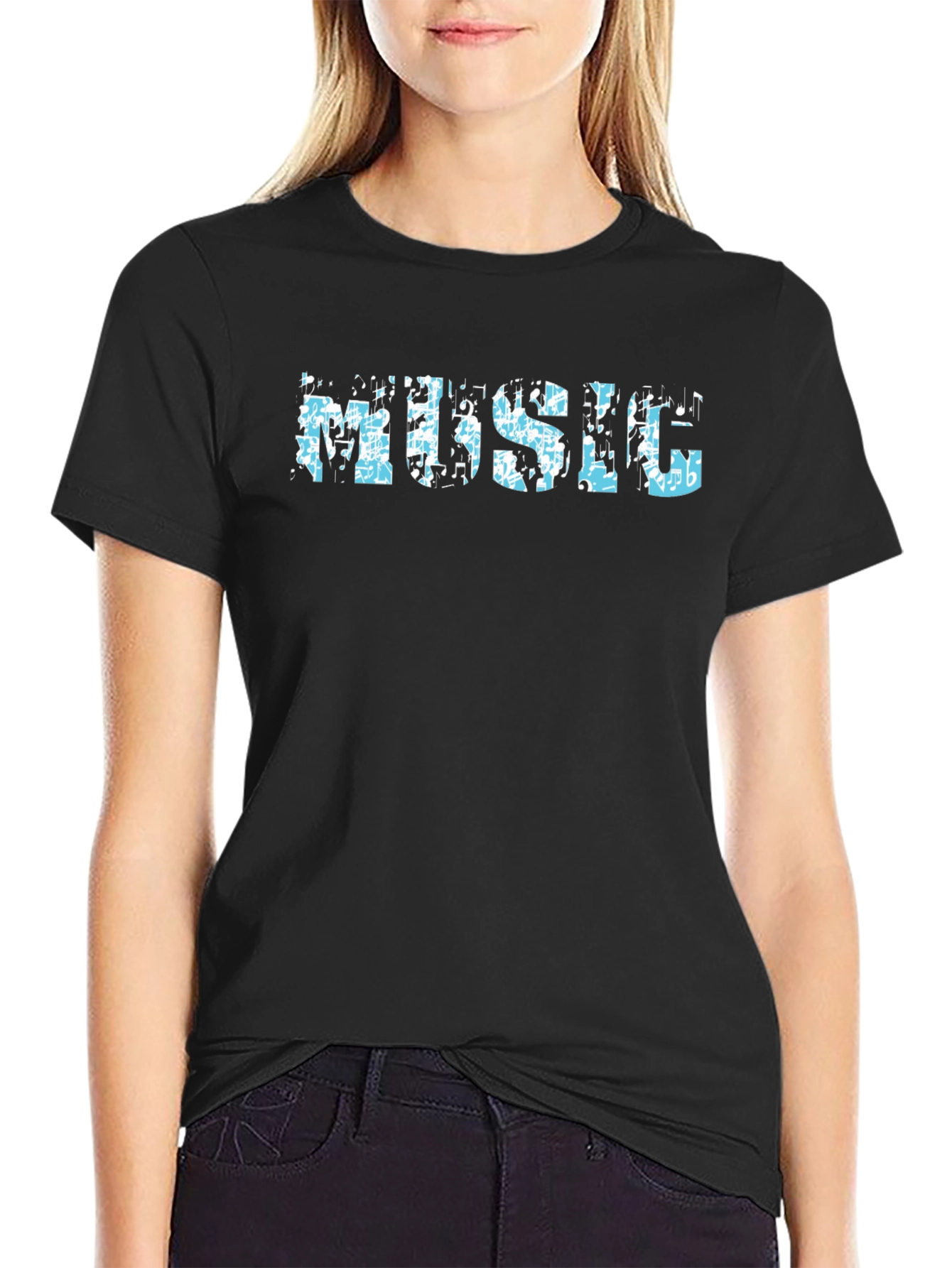 Music Notes Black T-Shirt
