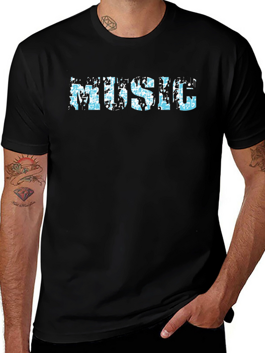 Music Notes Black T-Shirt