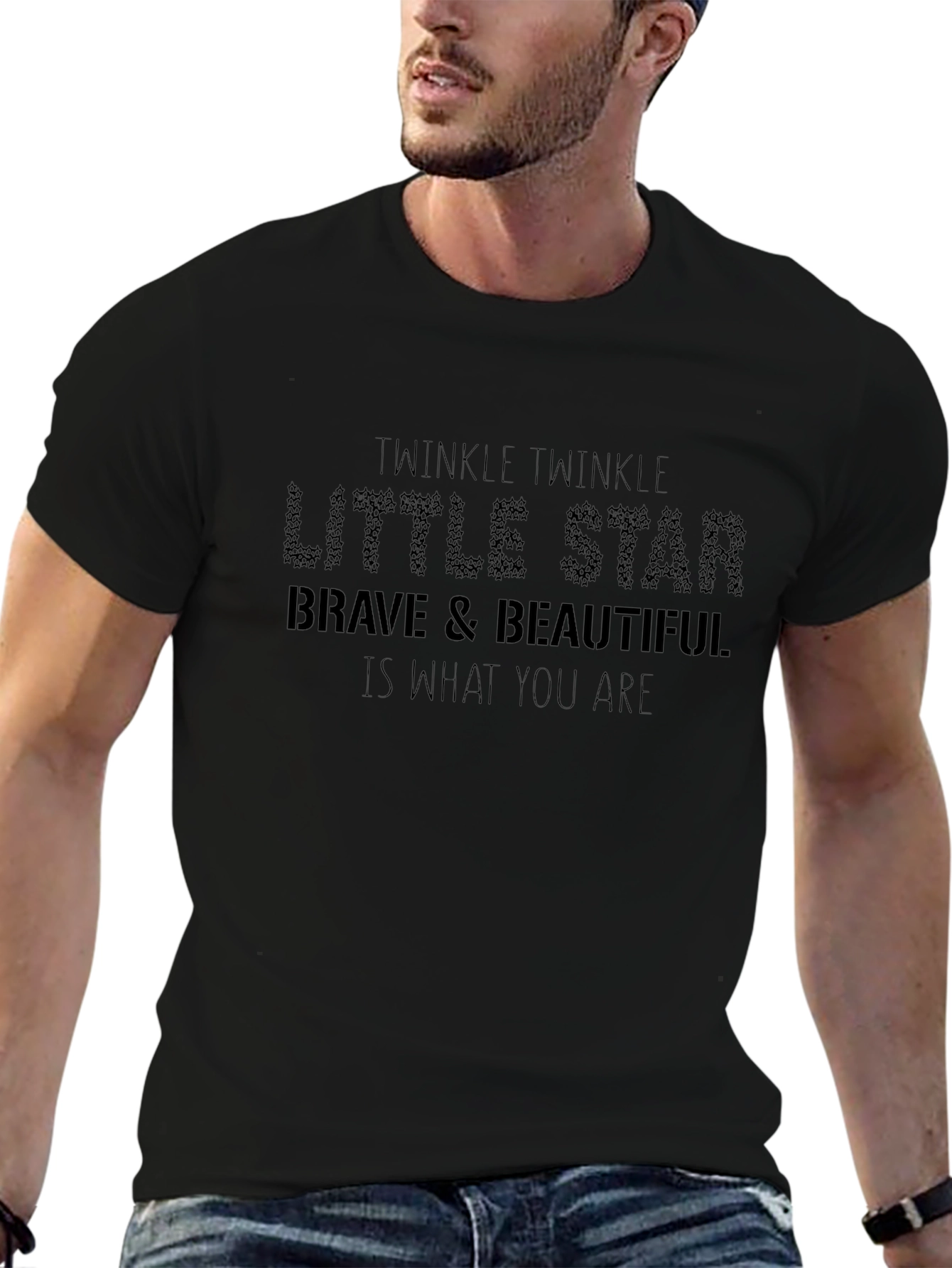 Twinkle Little Star Graphic Black Tee