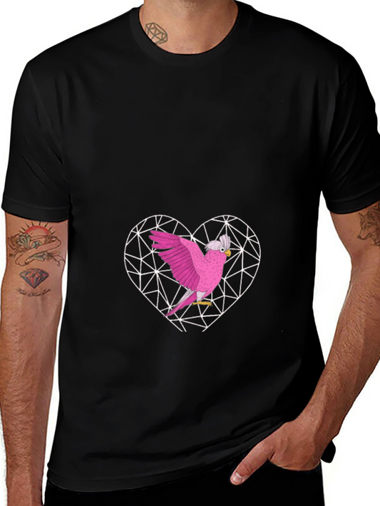 Pink Cockatoo Heart Graphic T-Shirt
