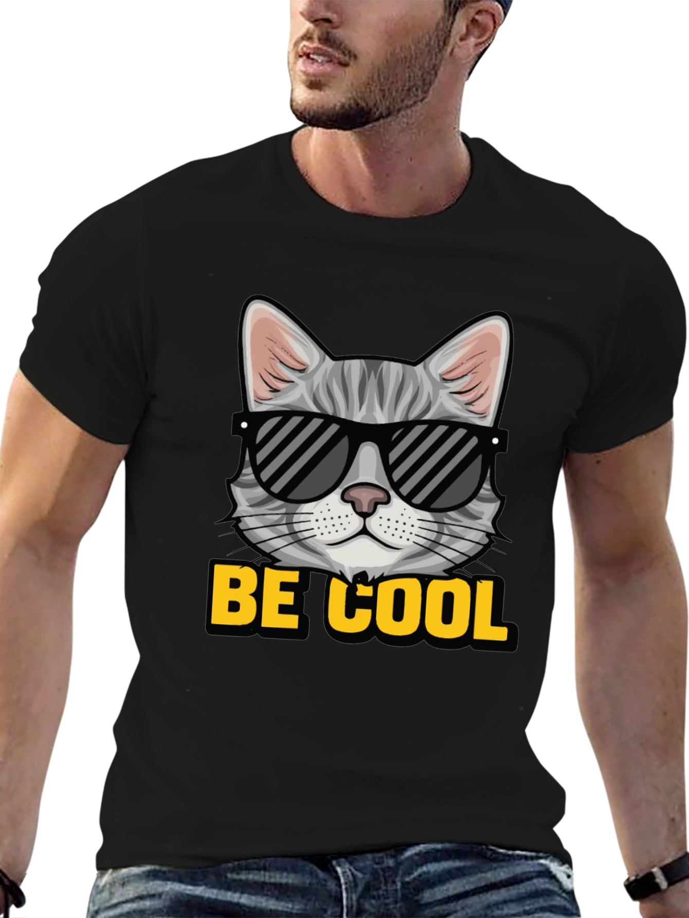 Cool Cat T-Shirt - Mens Black Graphic Tee