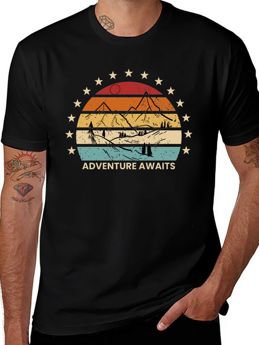 Adventure Awaits Graphic Tee - Retro Style