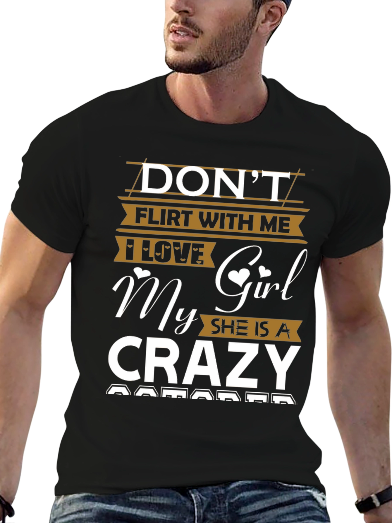 Dont Flirt With Me Crazy Girl Black Graphic Tee