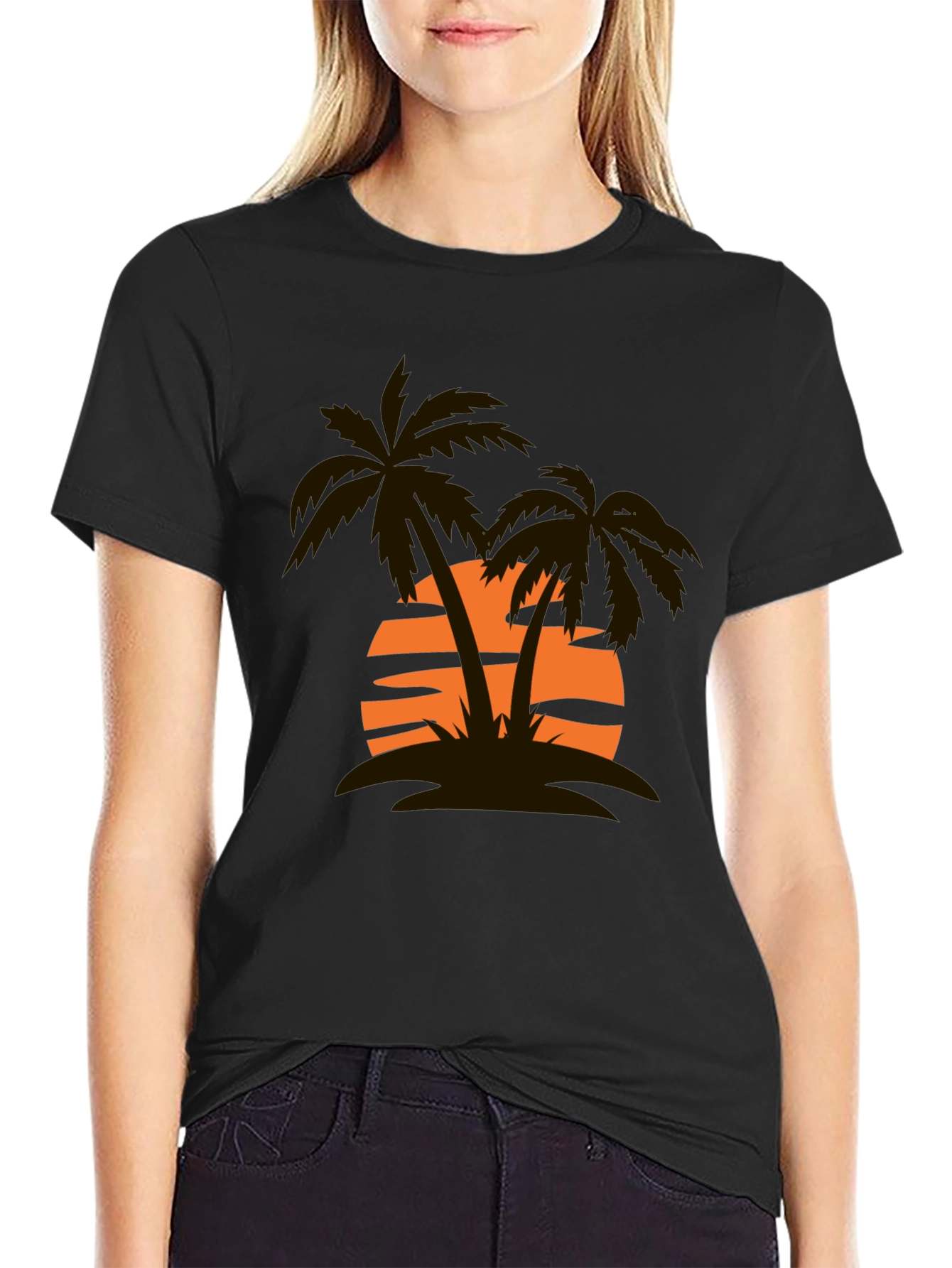 Sunset Palm Tree Graphic Tee - Casual Style